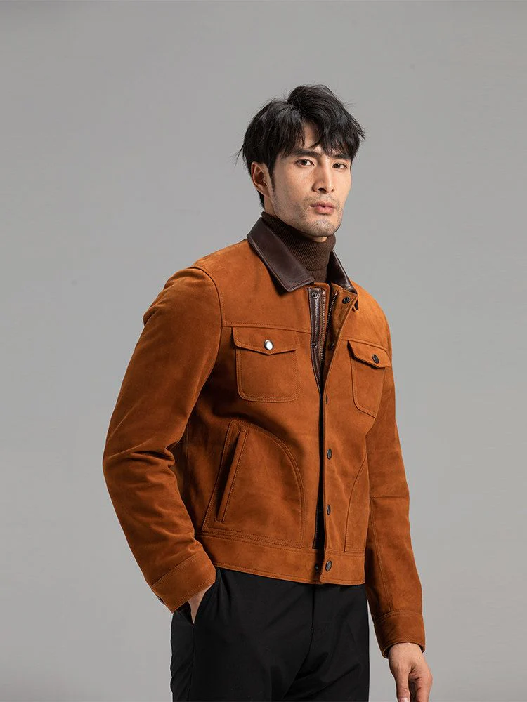Contrast Collar Suede Jacket - Image 4