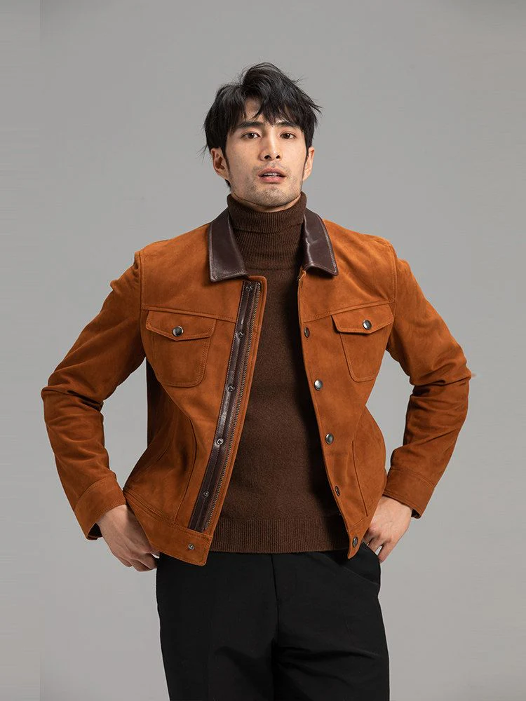 Contrast Collar Suede Jacket - Image 5