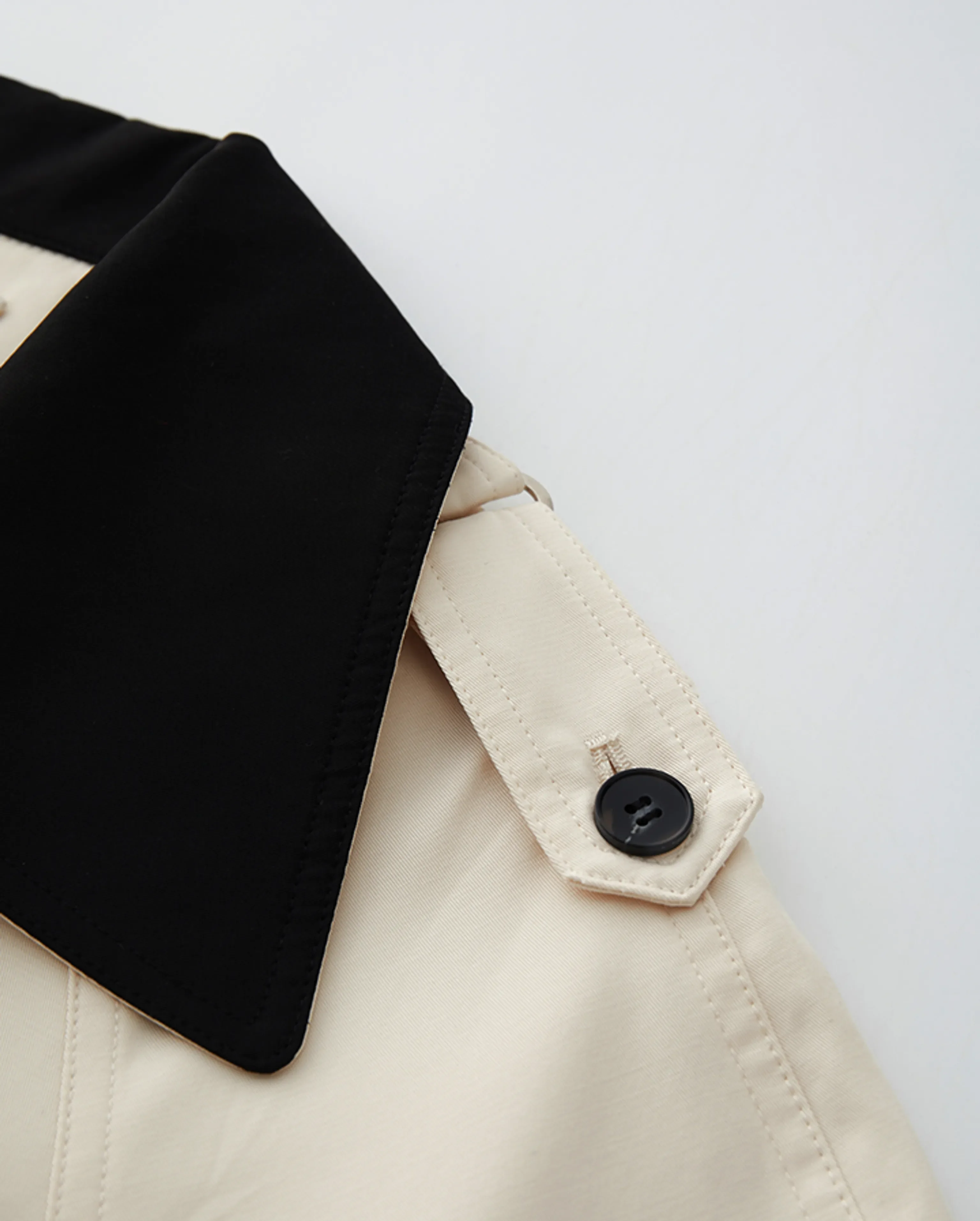 Contrast Collar Twill Trench Coat - Image 7