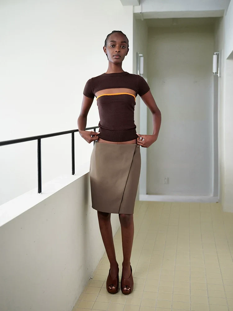 Contrast Detachable Wool Knit Top