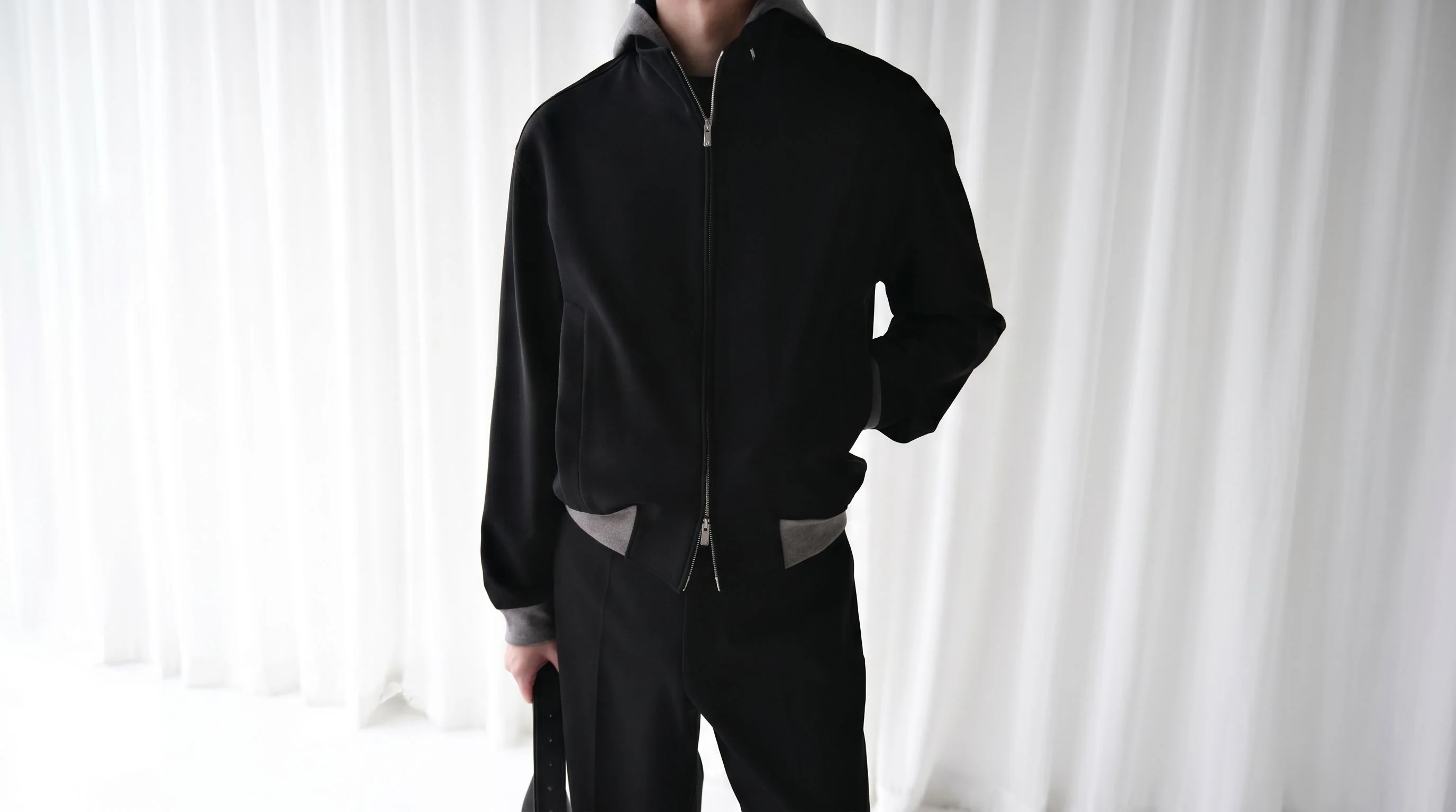 Contrast Hood Zip Jacket