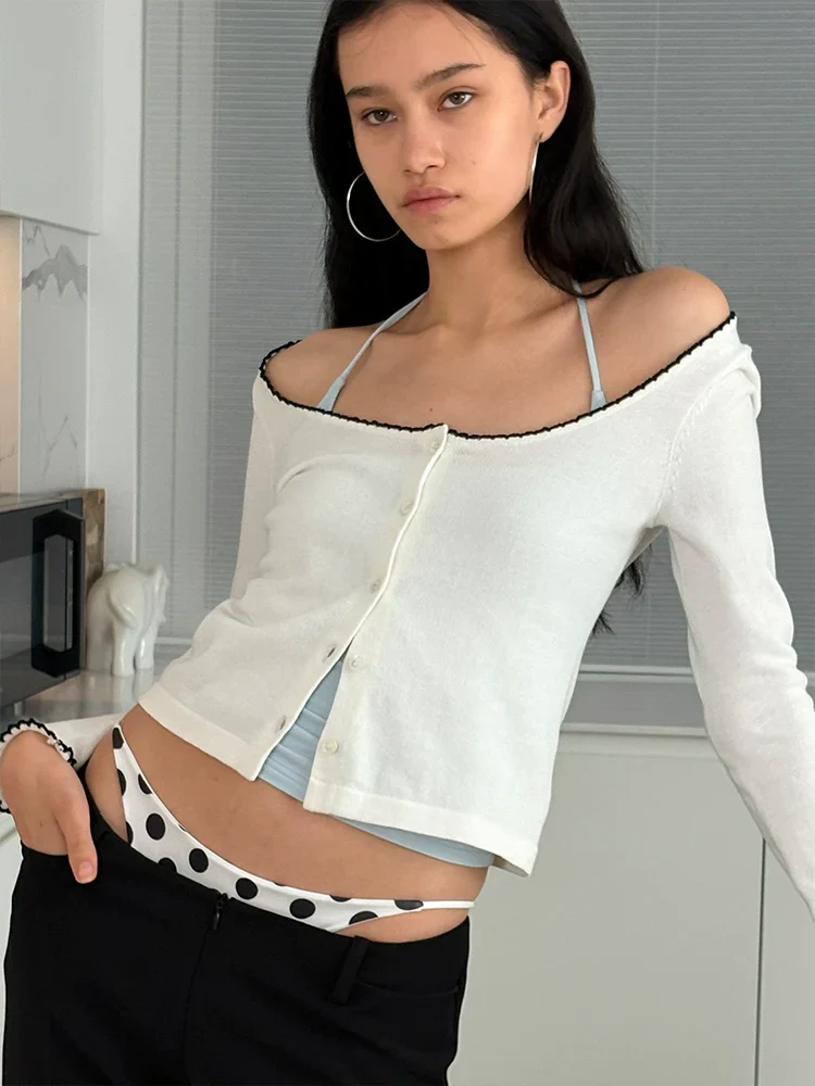 Contrast Lace Knit Cardigan - Image 3