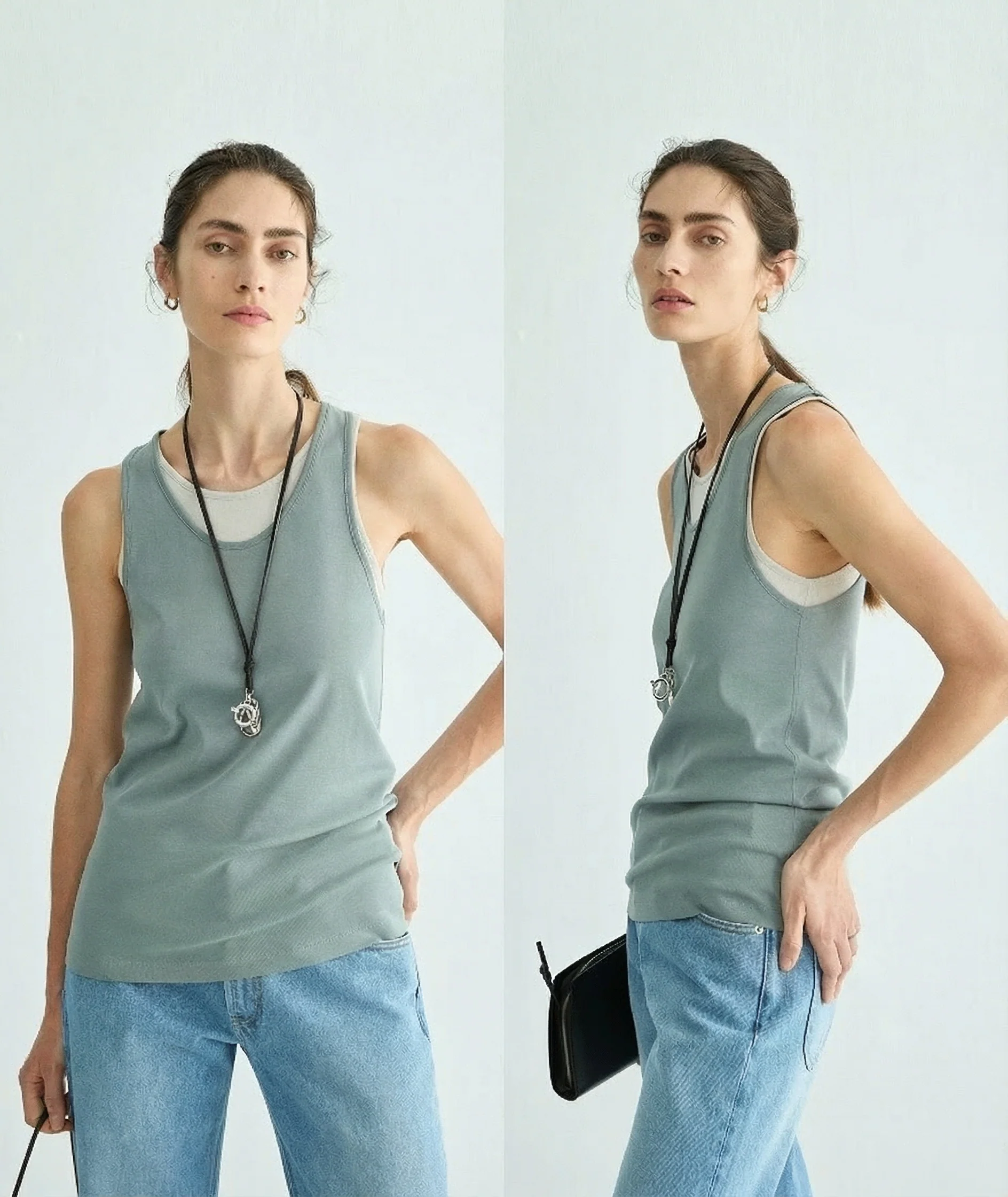 Contrast Layer Ribbed Tank Set - Image 5