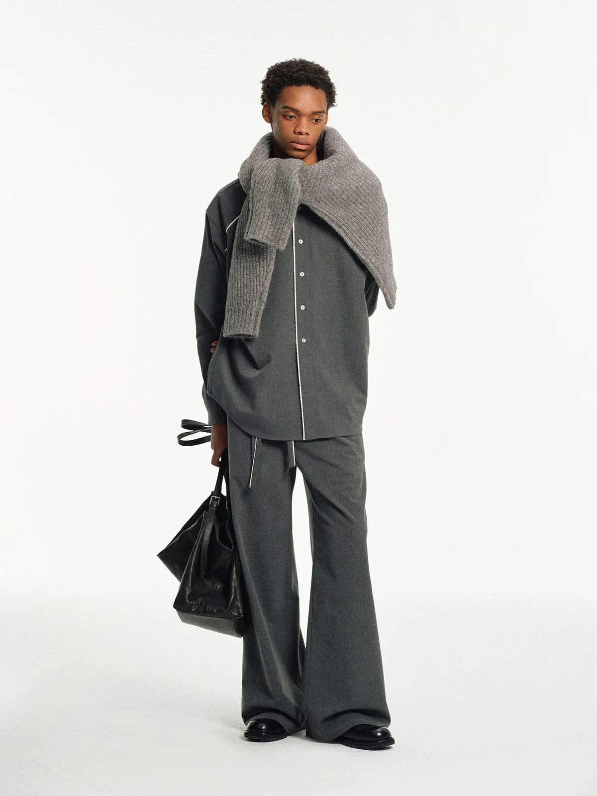 Contrast Piped Fleece Shirt