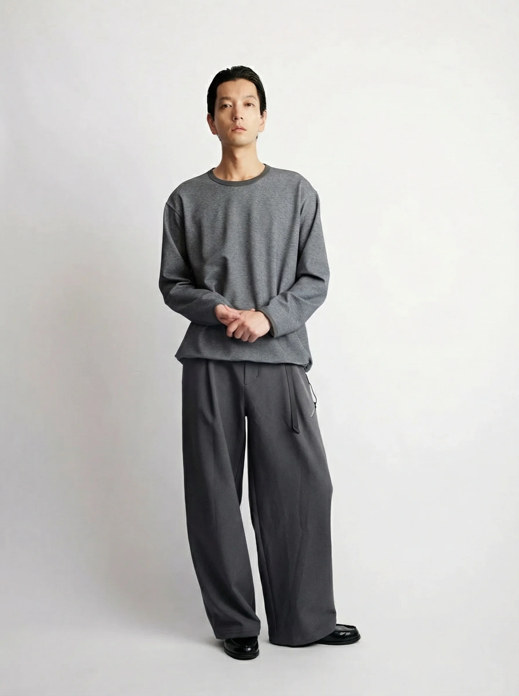 Contrast Rib Drawcord Long Sleeve Tee - Image 2