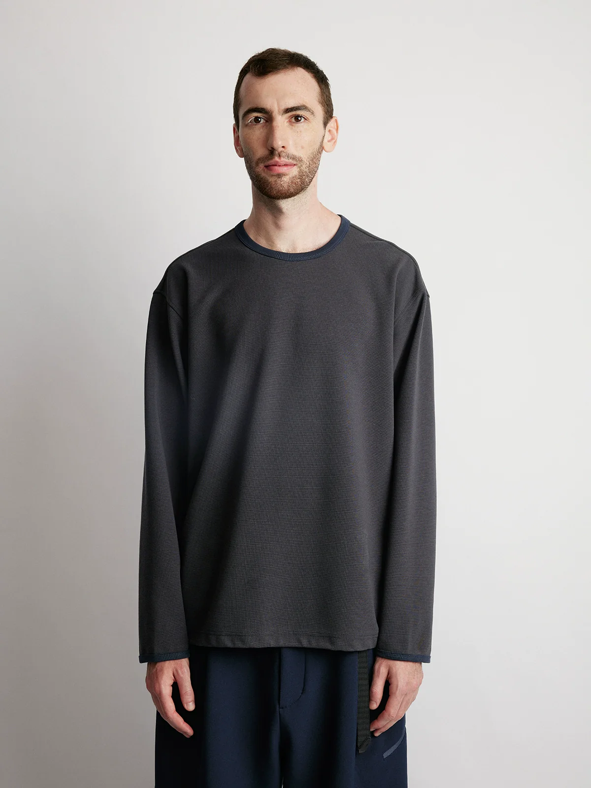 Contrast Rib Drawcord Long Sleeve Tee - Image 5