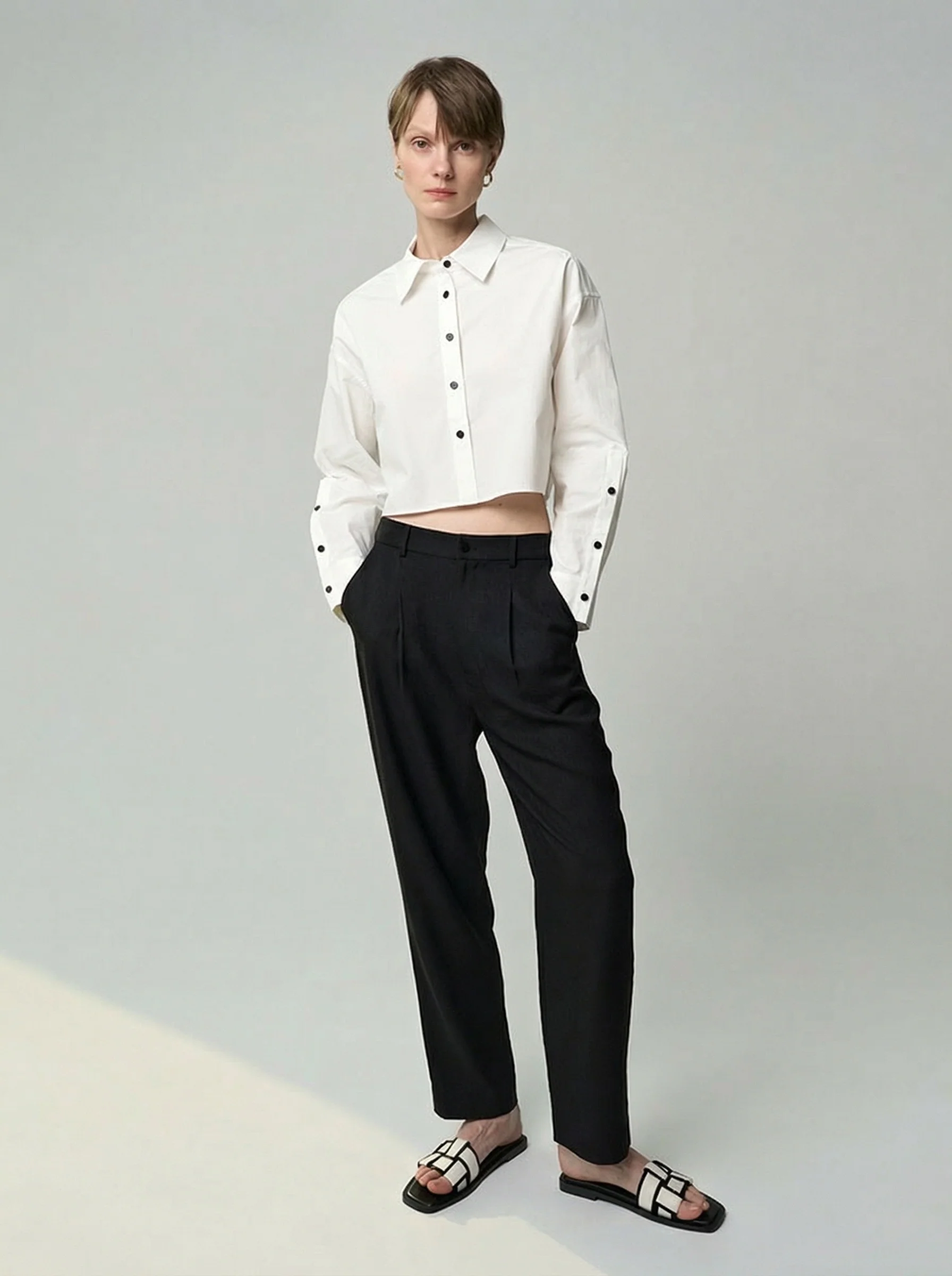 Contrast Snap Crop Shirt - Image 6