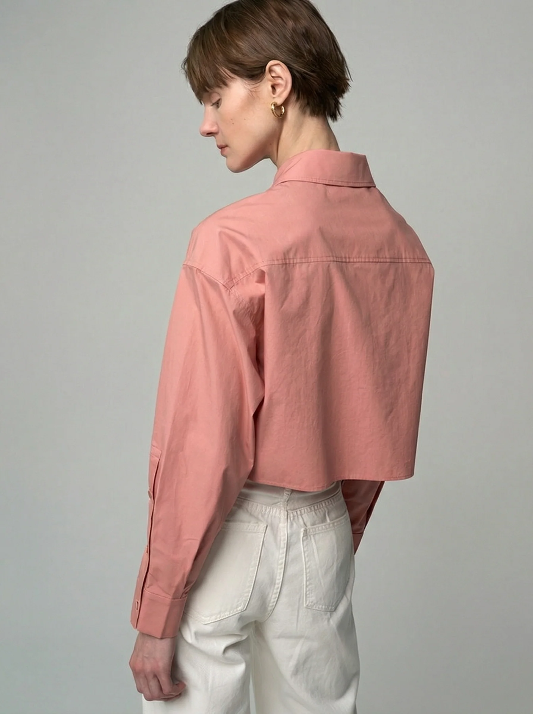 Contrast Snap Crop Shirt - Image 7