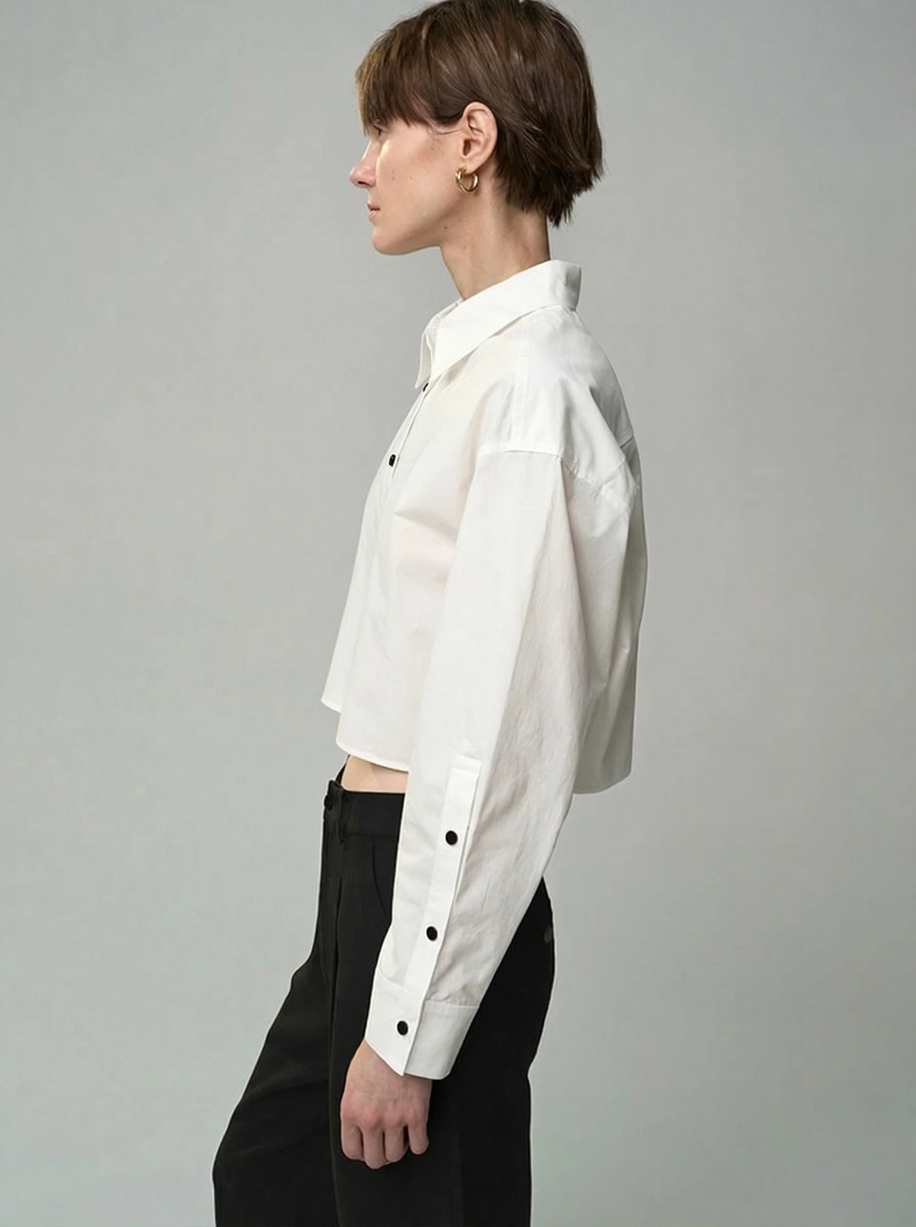 Contrast Snap Crop Shirt - Image 8