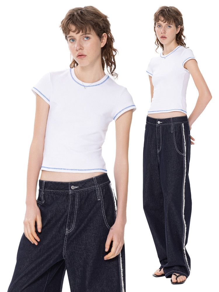 Contrast Stitch Baby Tee - Image 2