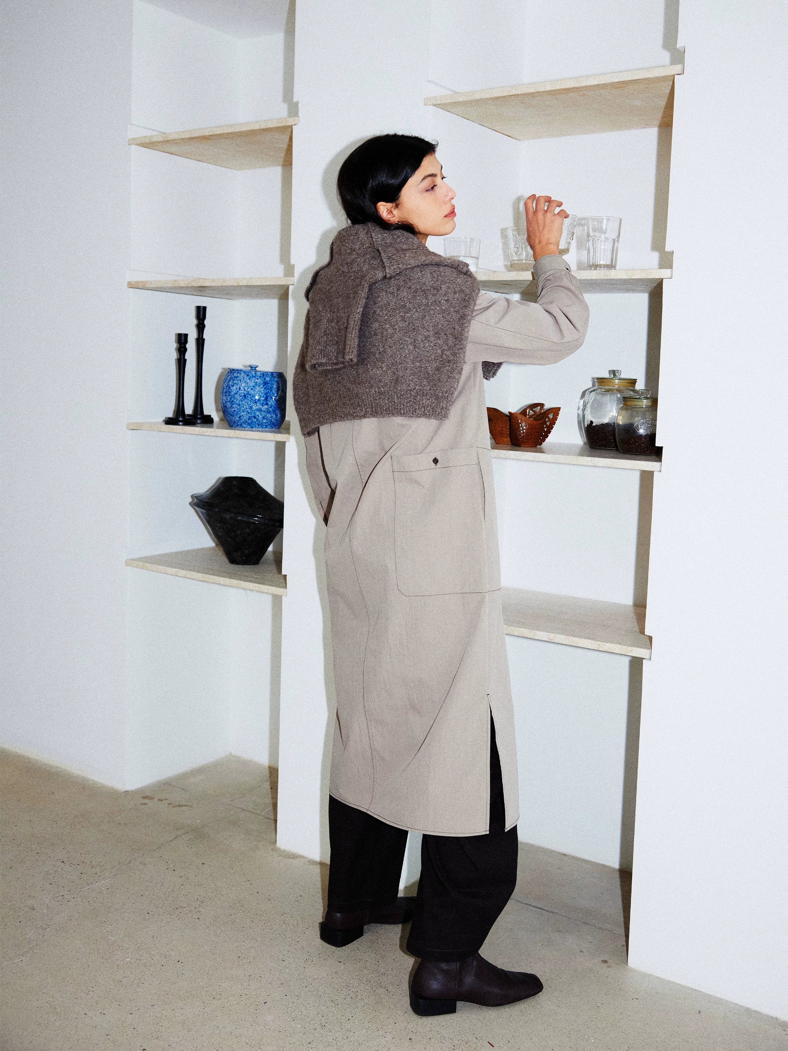 Contrast Stitch Long Shirt Dress - Image 3