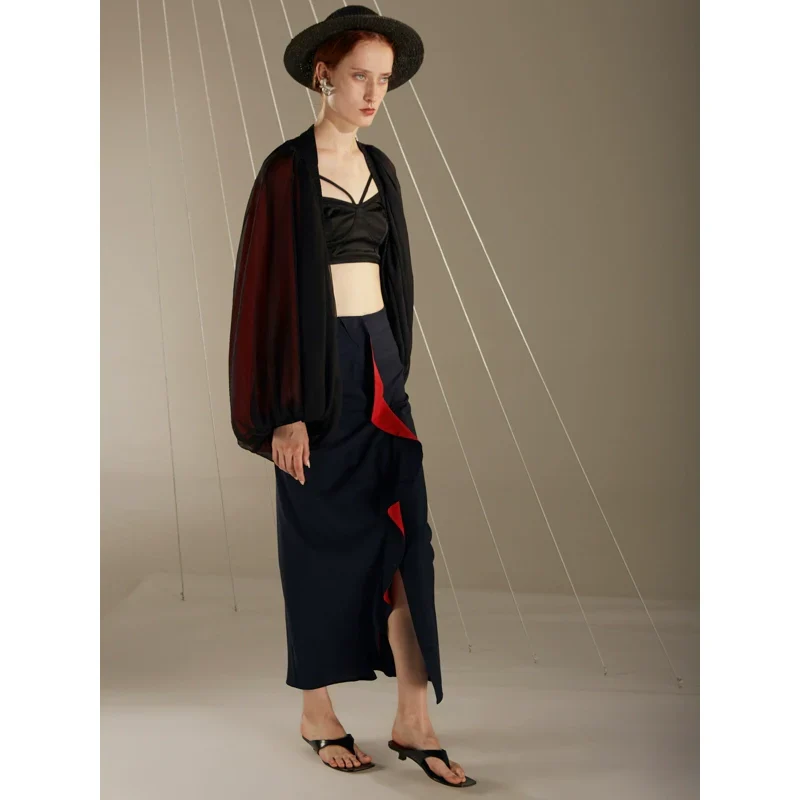 Contrast Stitch Ruffle Skirt - Image 3