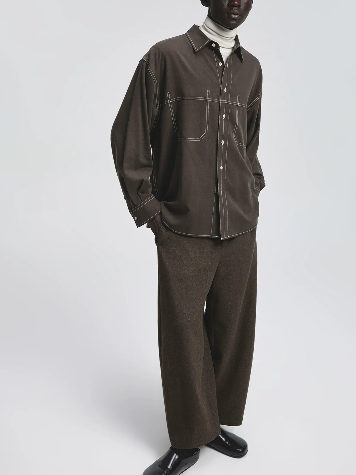 Contrast Stitch Tencel-Kapok Shirt - Image 3