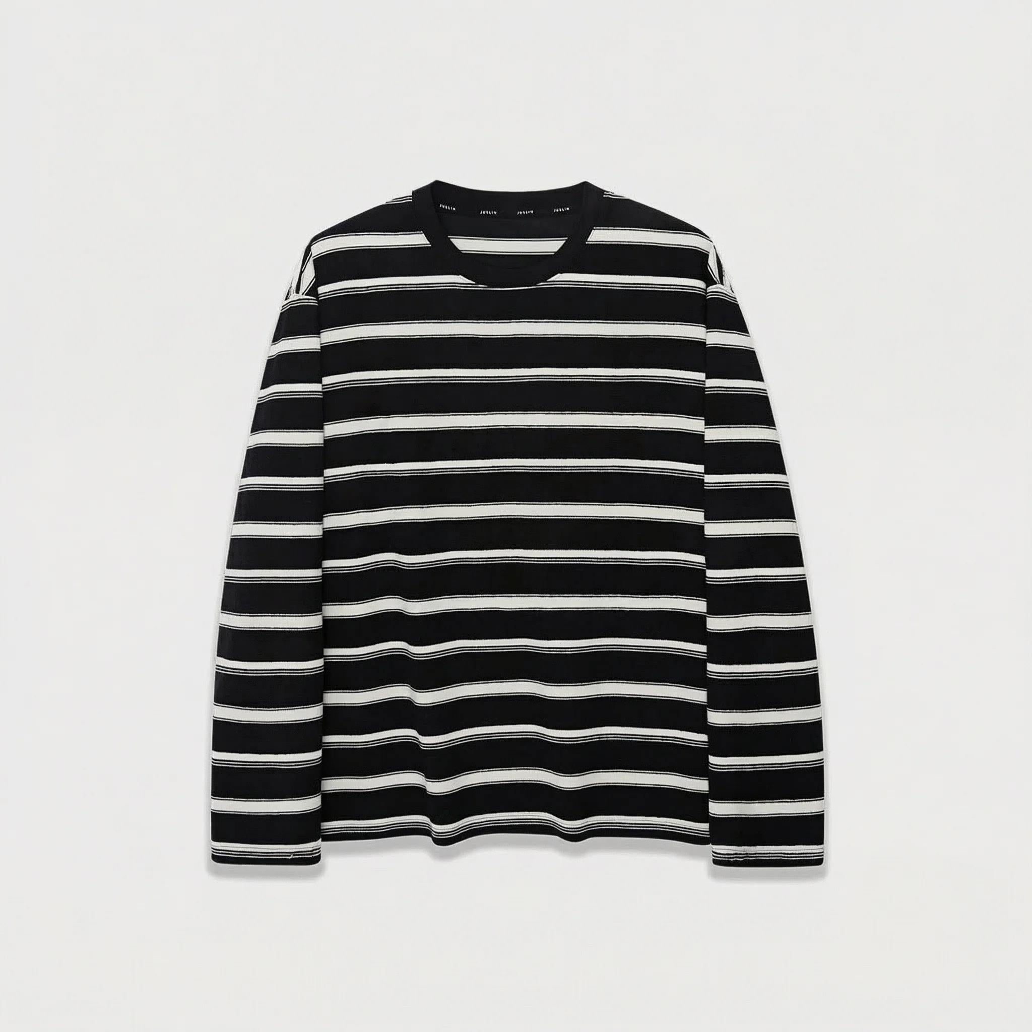 Contrast Stripe Crewneck Long Sleeve Tee - Image 10