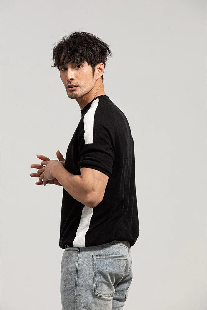 Contrast Stripe Knit Tee - Image 2