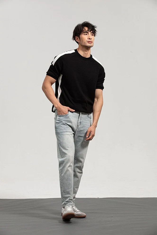 Contrast Stripe Knit Tee - Image 4