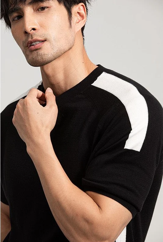 Contrast Stripe Knit Tee - Image 6