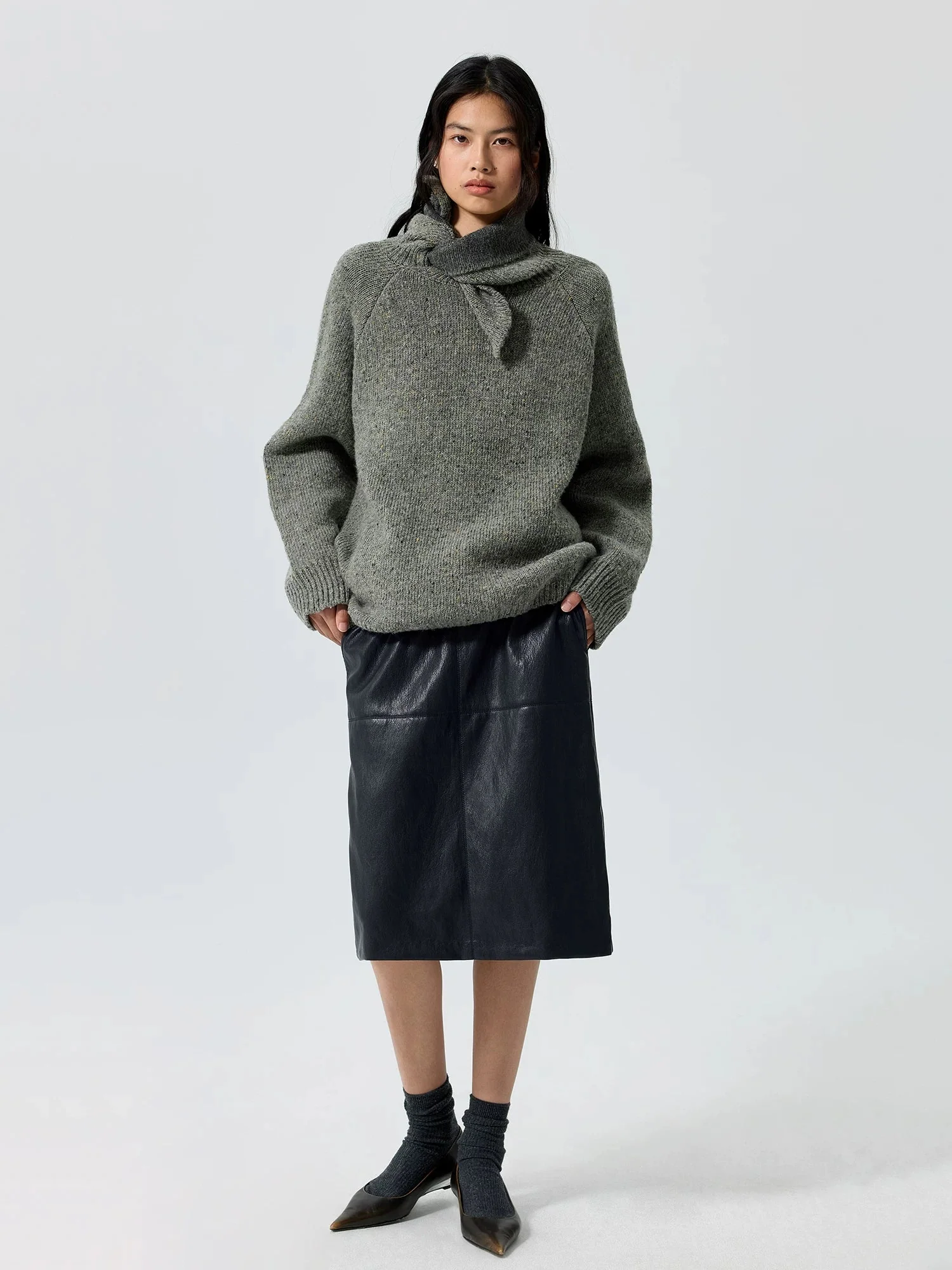 Contrast Tie-Neck Sweater - Image 2