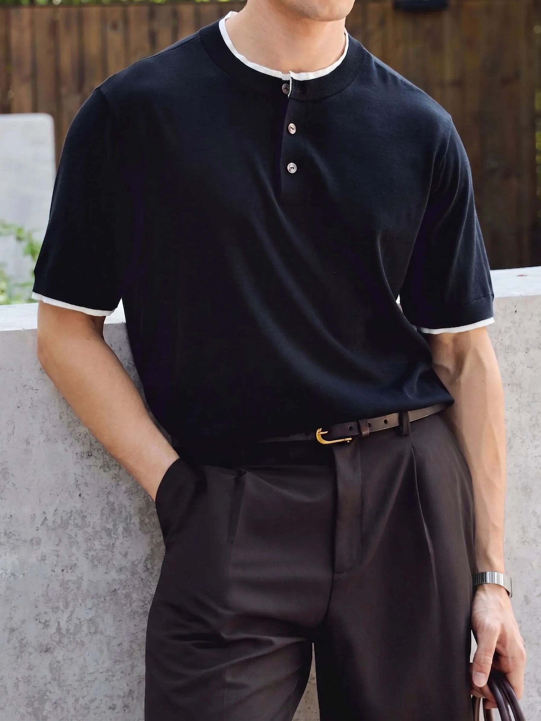 Contrast Trim Henley