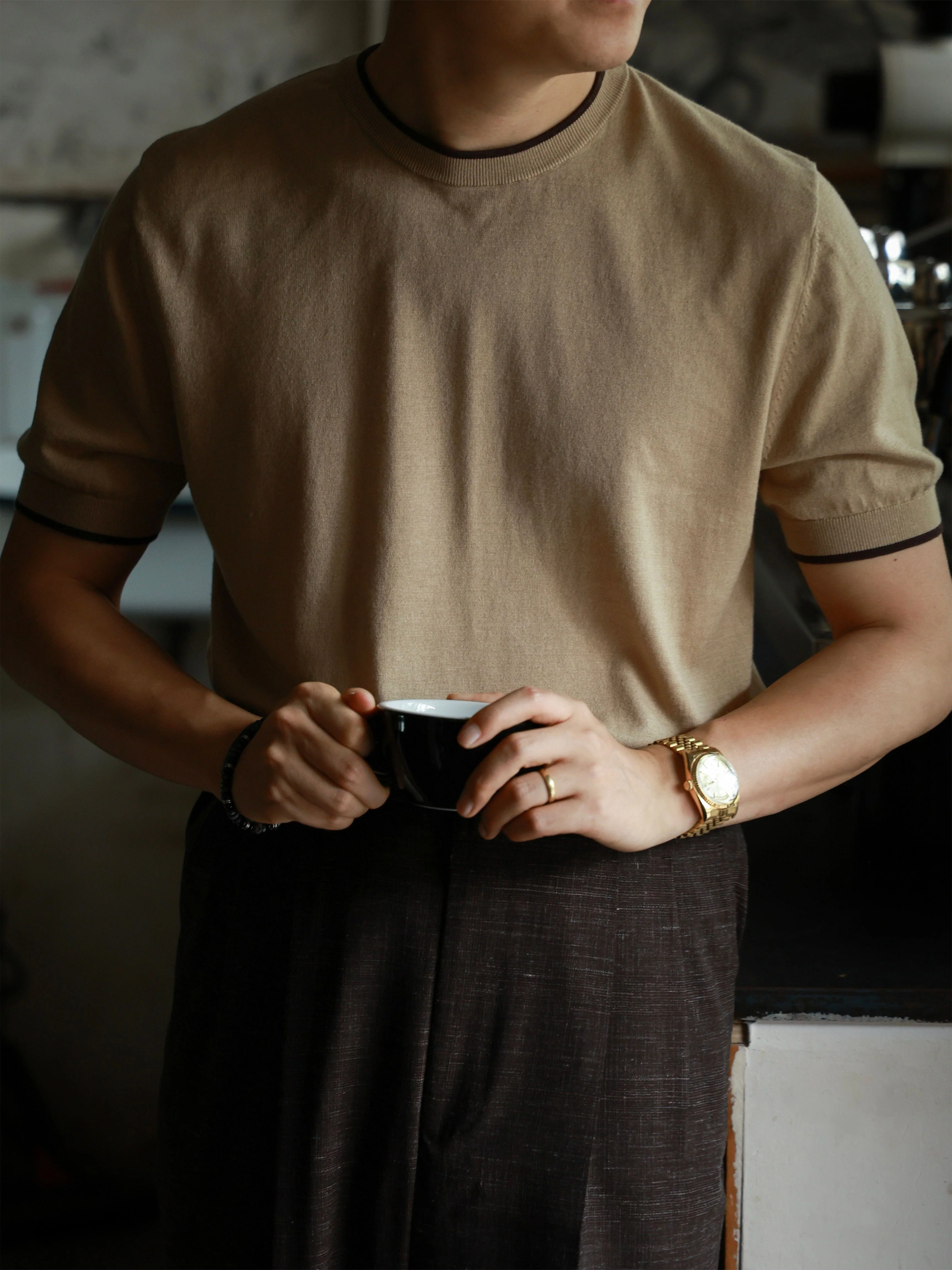 Contrast Trim Knit Tee - Image 4
