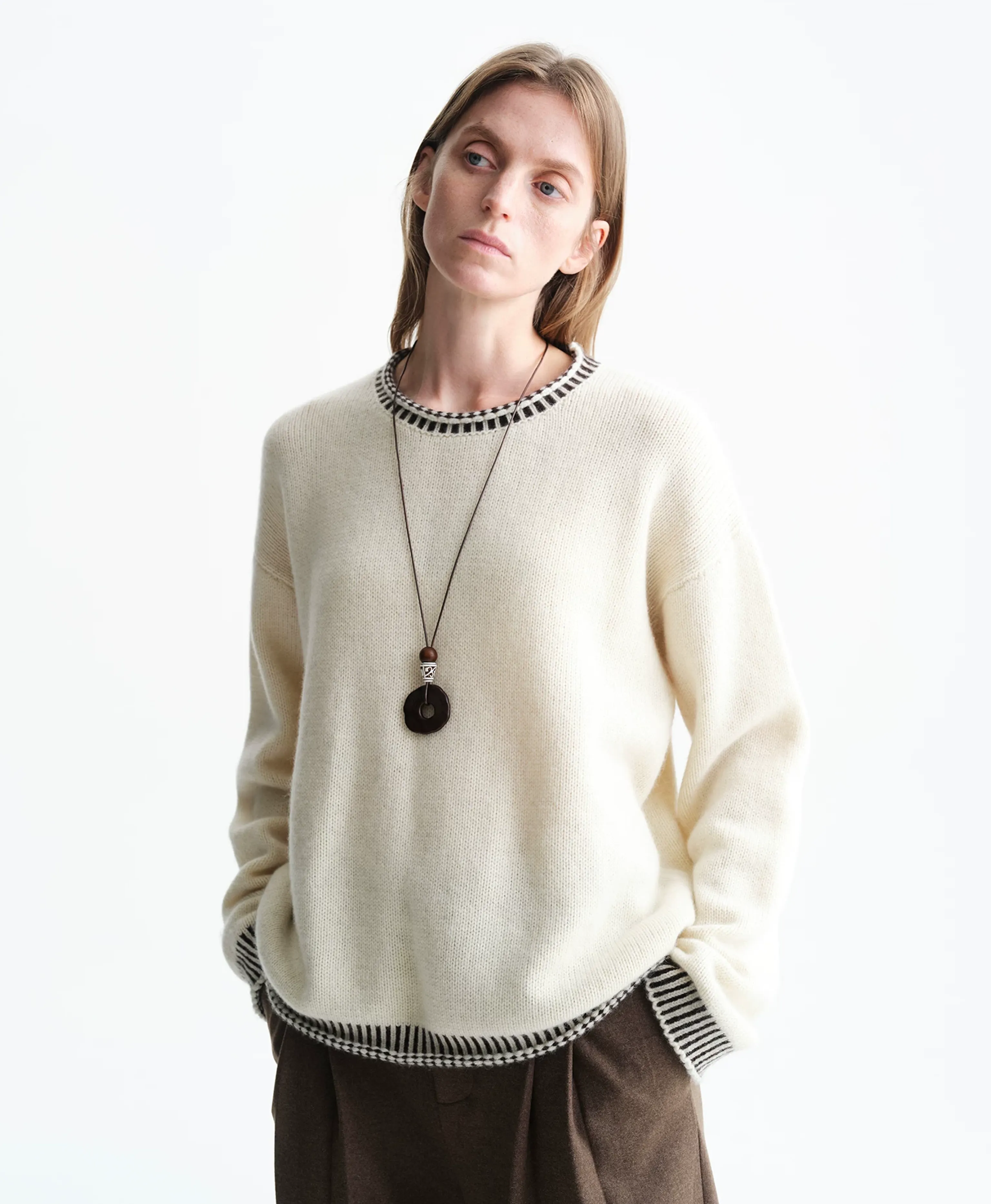 Contrast Trim Merino Crewneck - Image 2