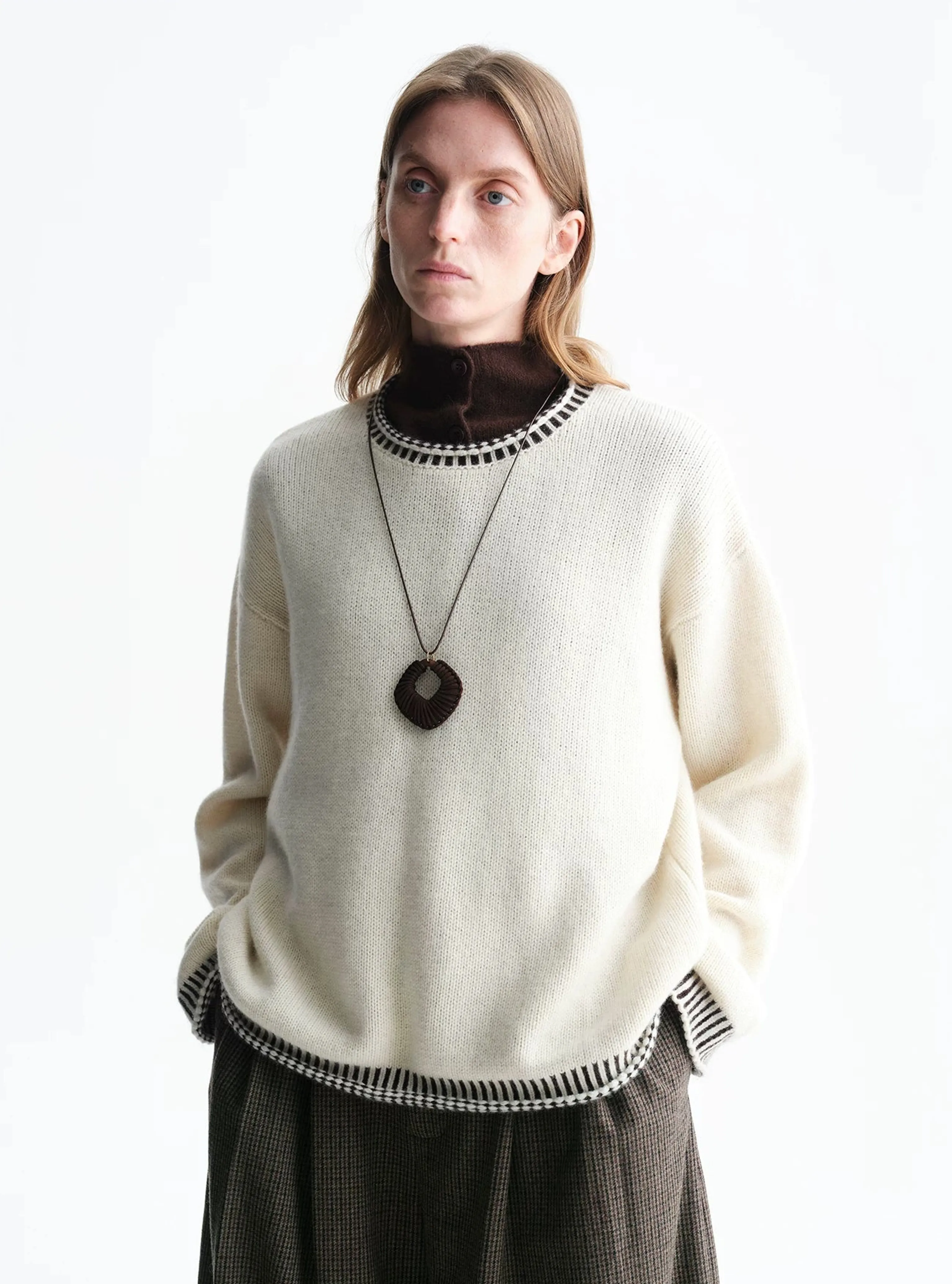 Contrast Trim Merino Crewneck - Image 6