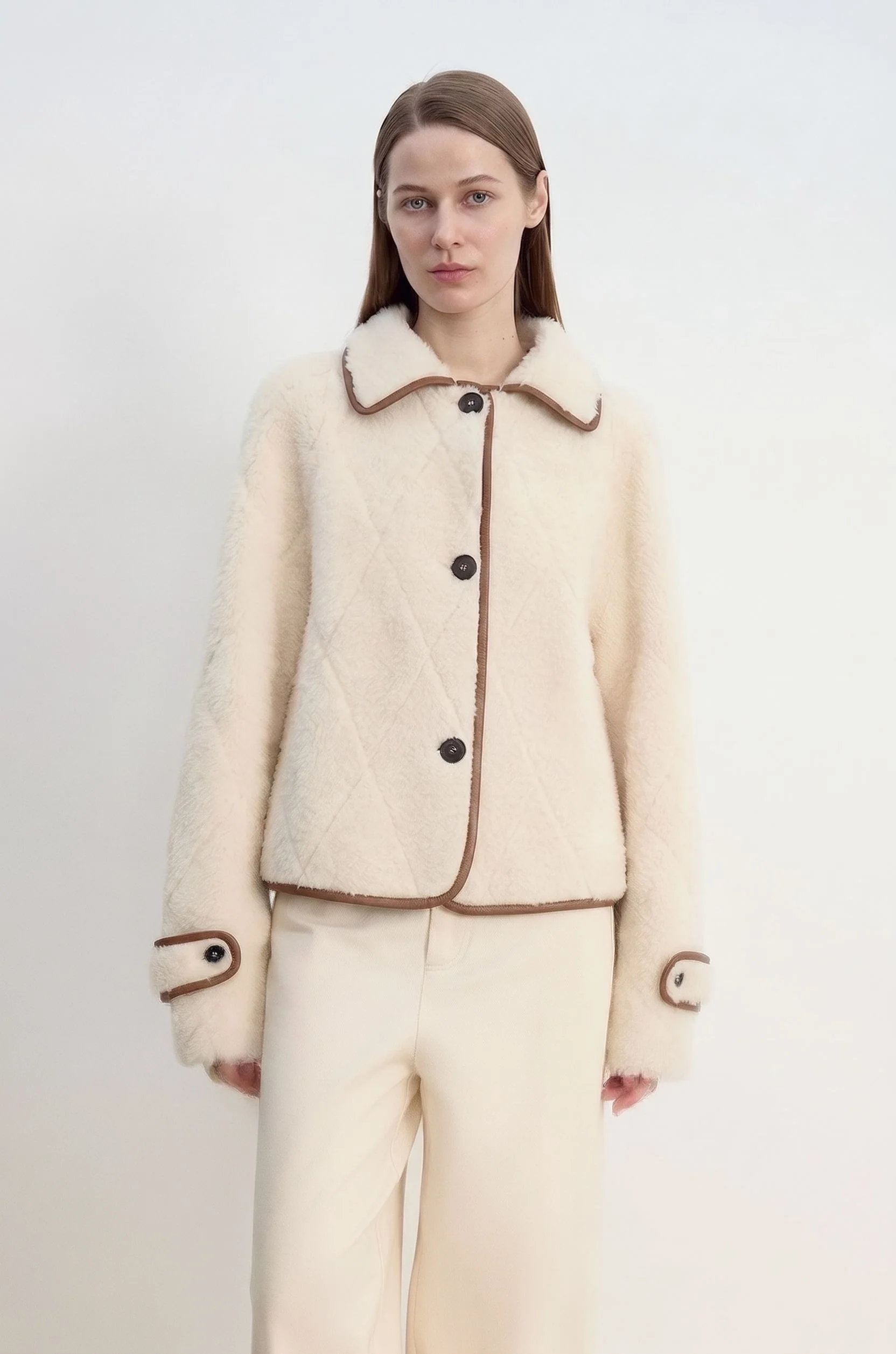 Contrast-Trim Merino Shearling Jacket - Image 2