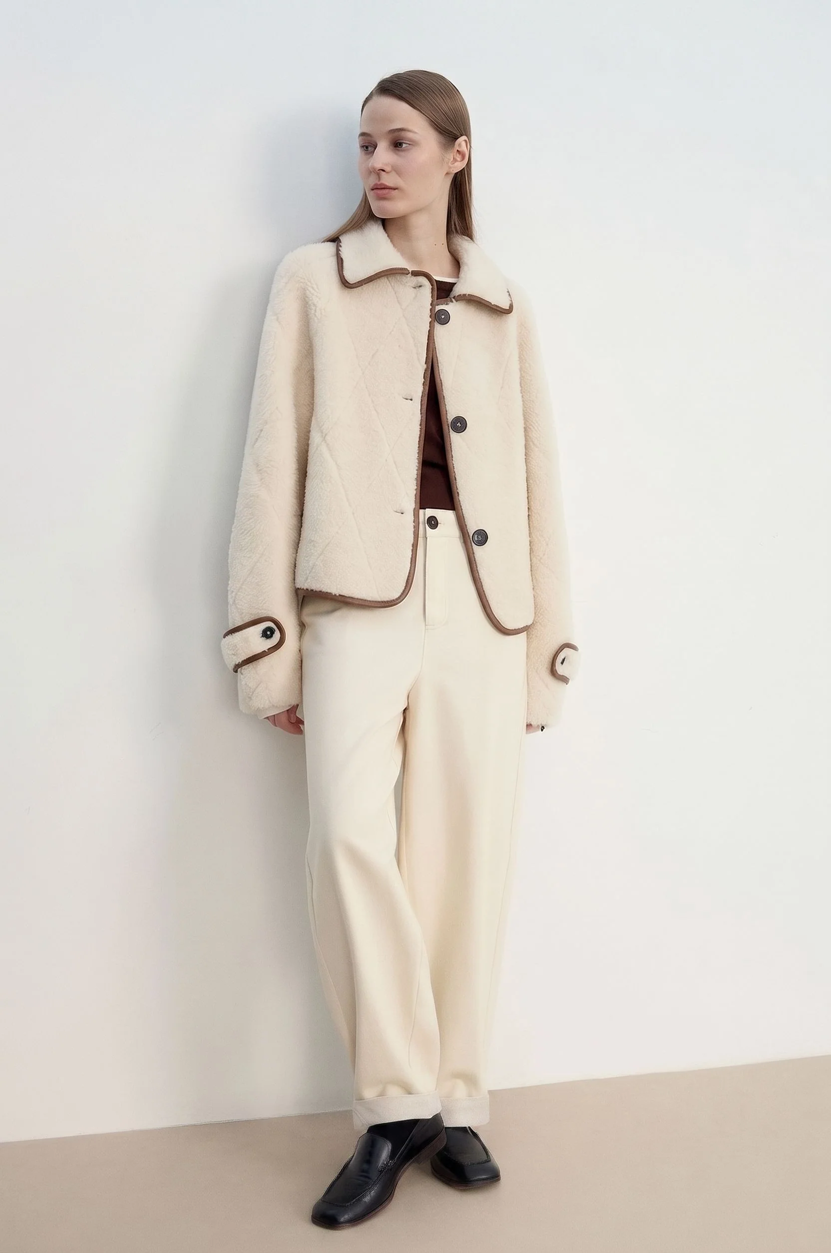 Contrast-Trim Merino Shearling Jacket - Image 3