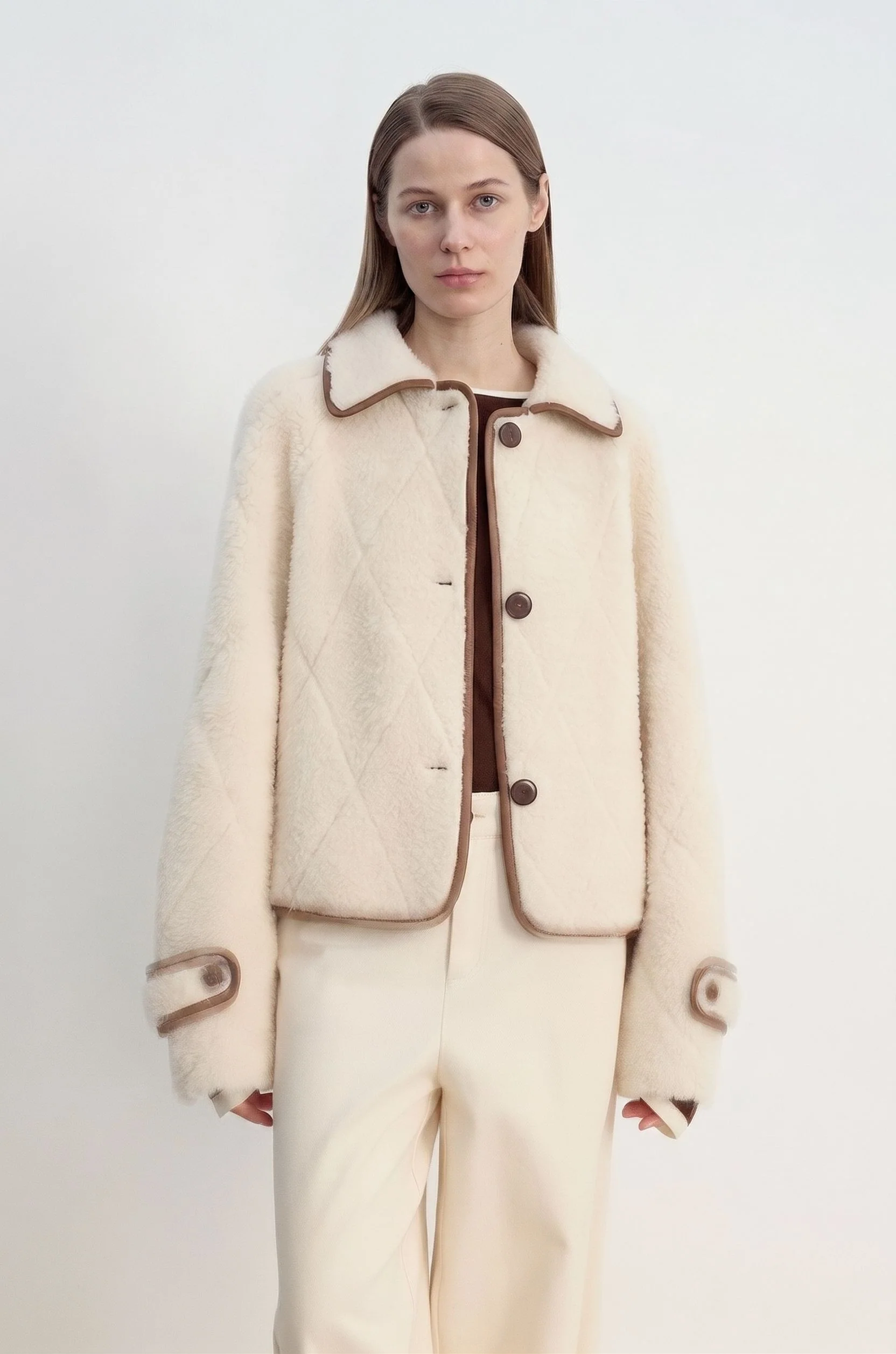 Contrast-Trim Merino Shearling Jacket - Image 5