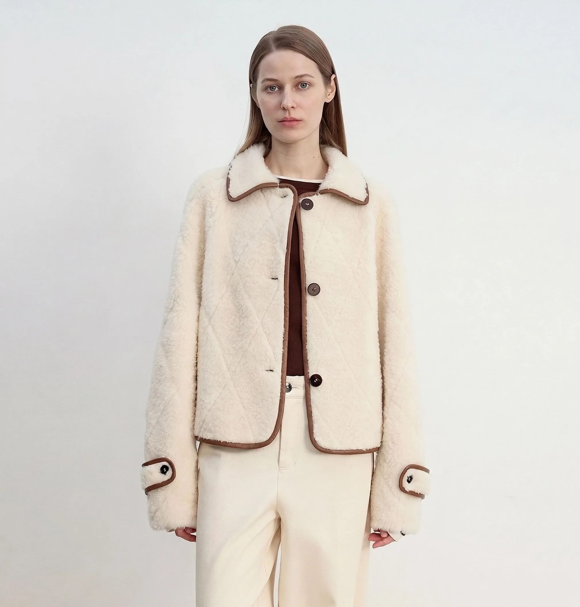 Contrast-Trim Merino Shearling Jacket - Image 6