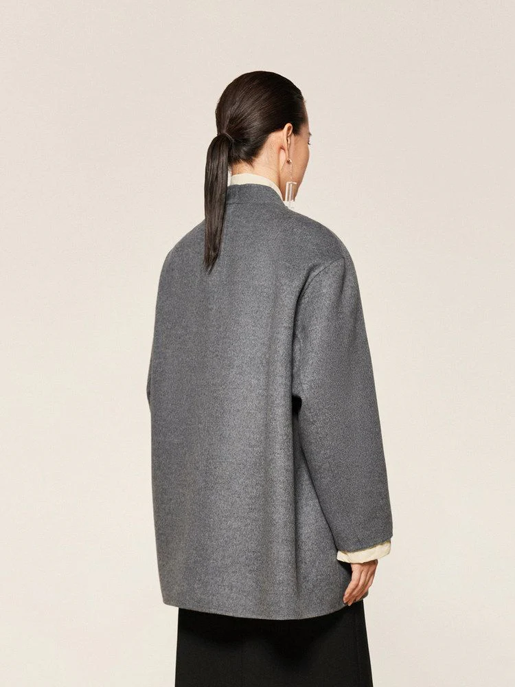 Contrast Trim Wrap Coat - Image 3