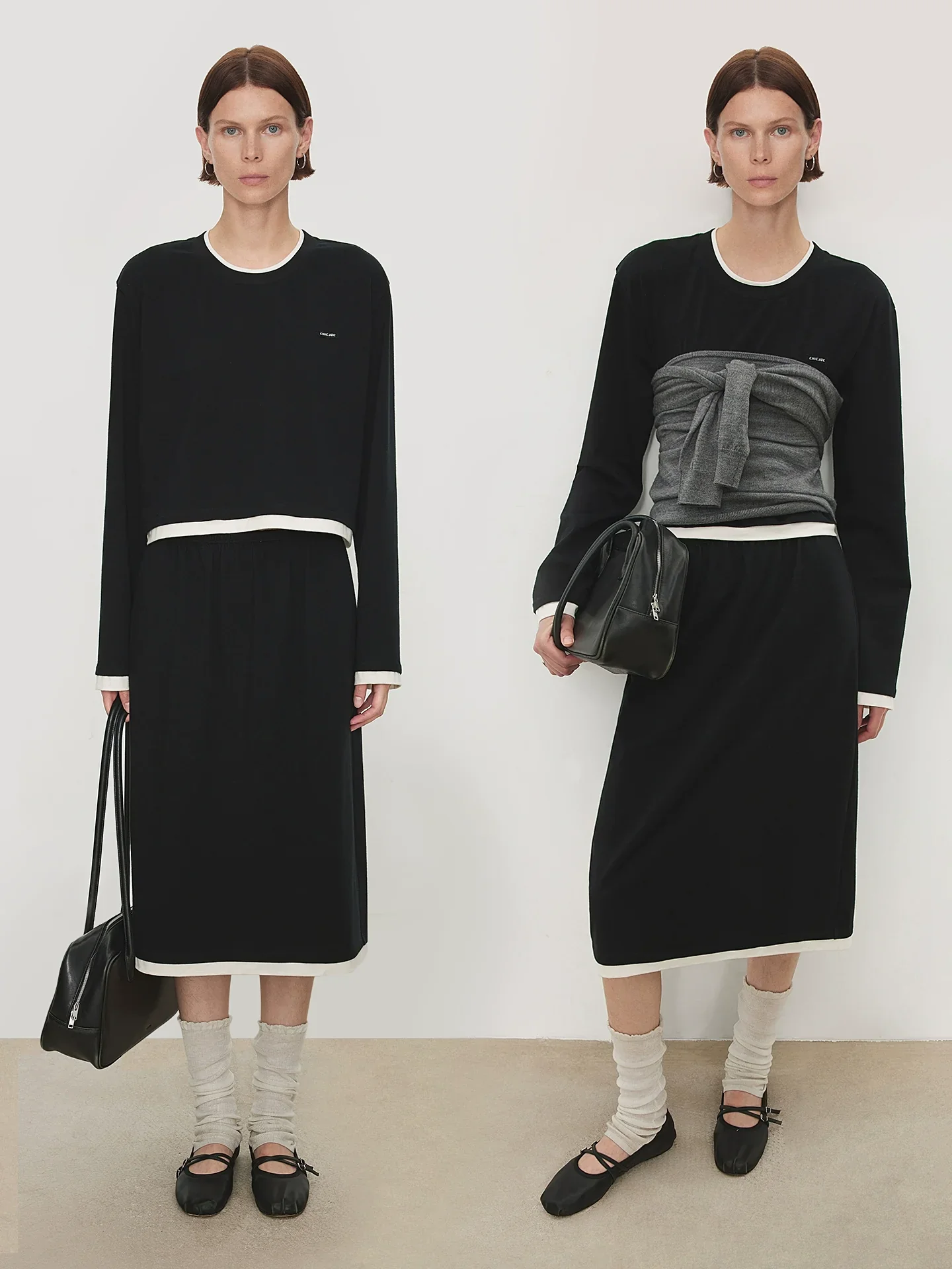Contrast-TrimKnitCropTop&MidiSkirtSet - Image 2