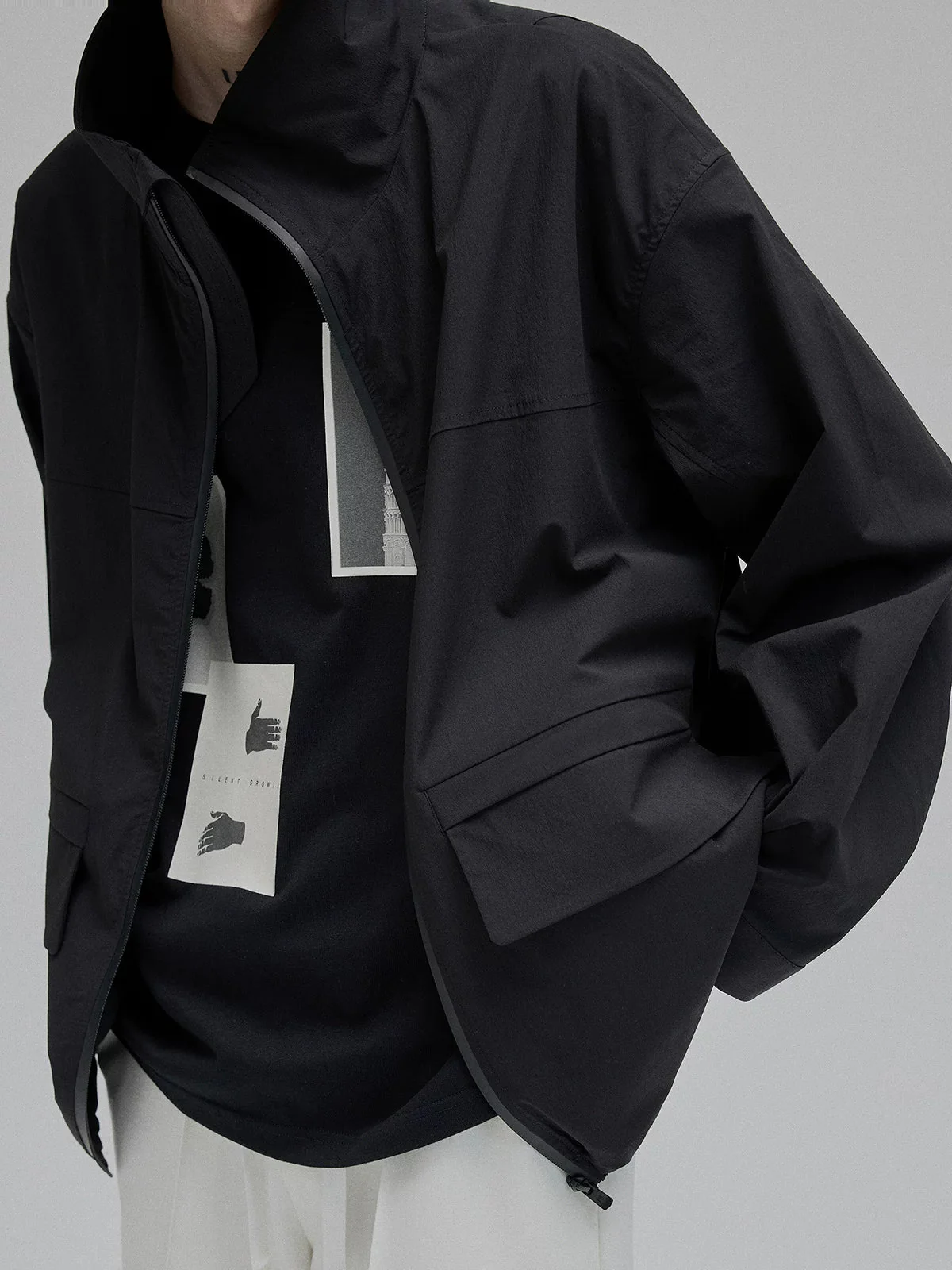 Contrast Zip Stand-Collar Jacket - Image 4