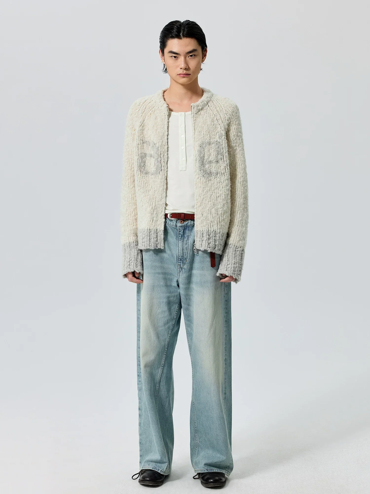 Contrast Zip Wool Cardigan - Image 2