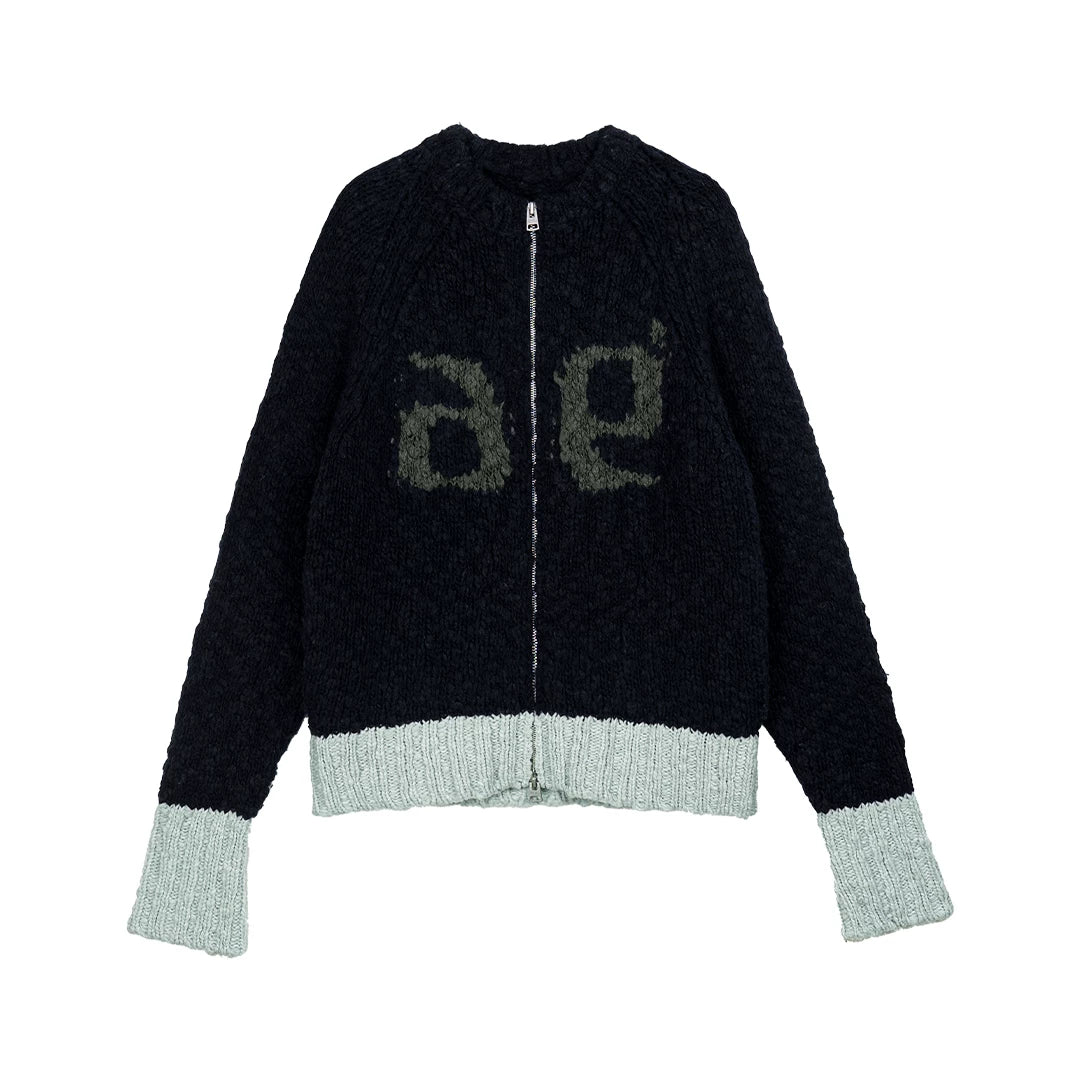 Contrast Zip Wool Cardigan - Image 6