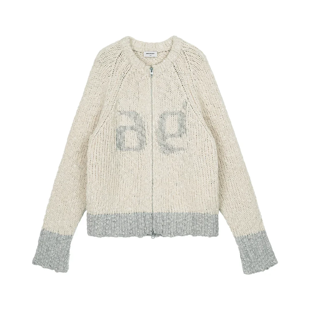 Contrast Zip Wool Cardigan - Image 7