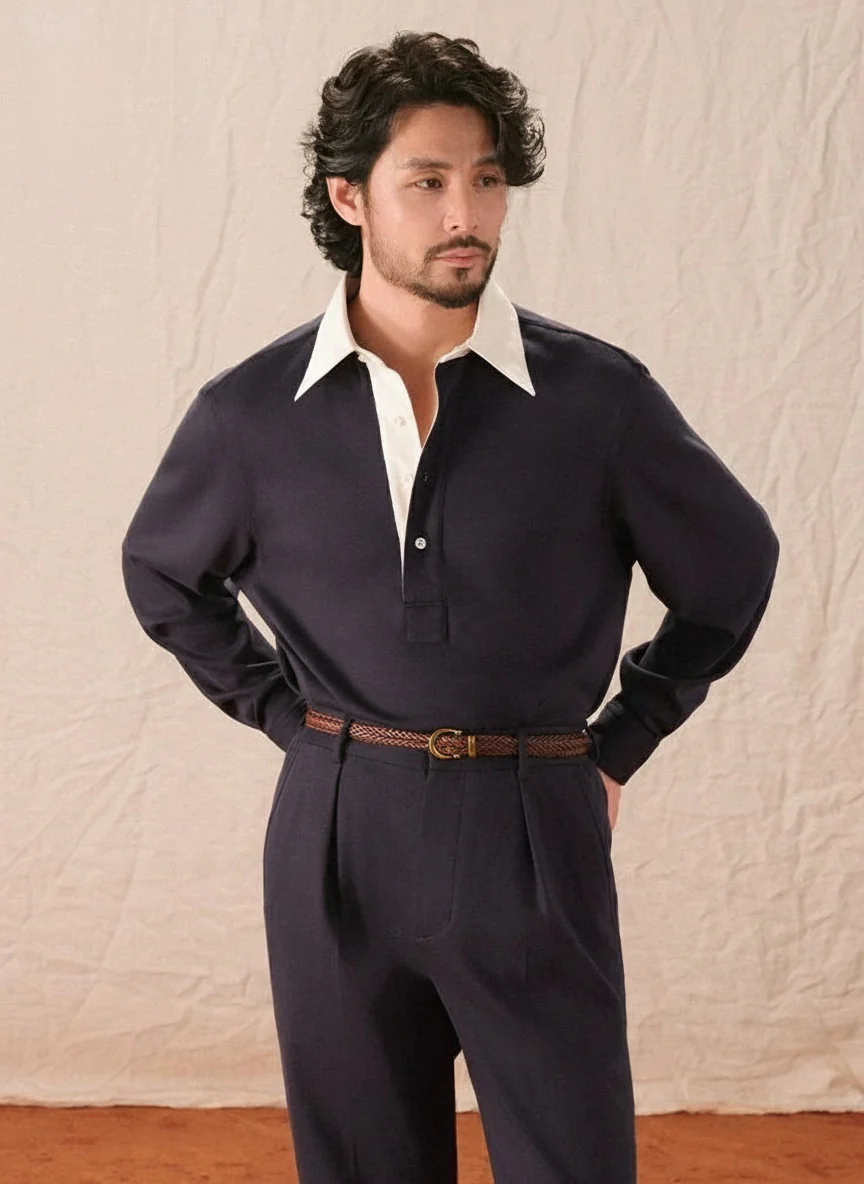 Contrasting Collar Pima Cotton Tennis Polo - Image 2
