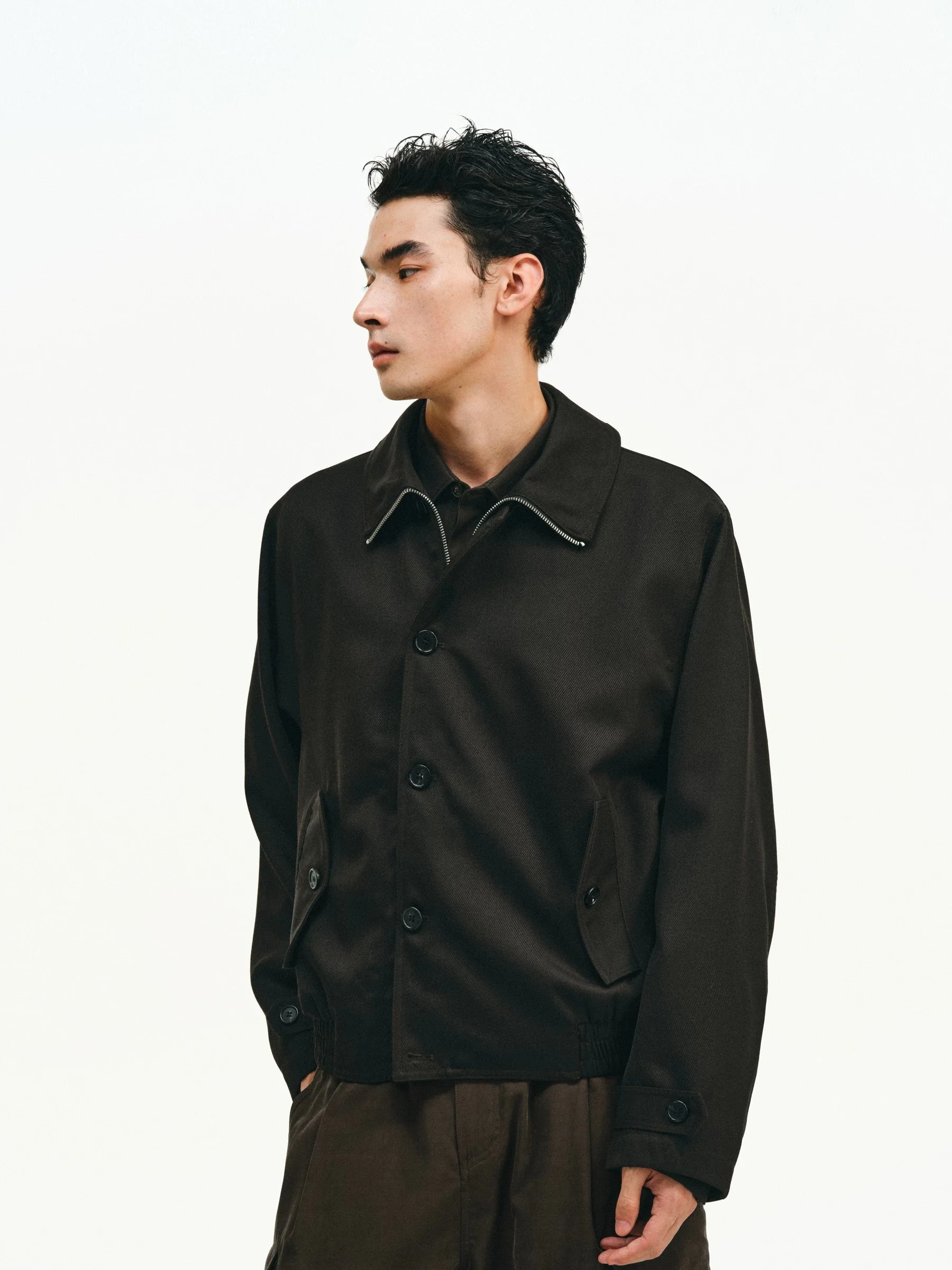 Convertible Collar Wool Blouson - Image 2