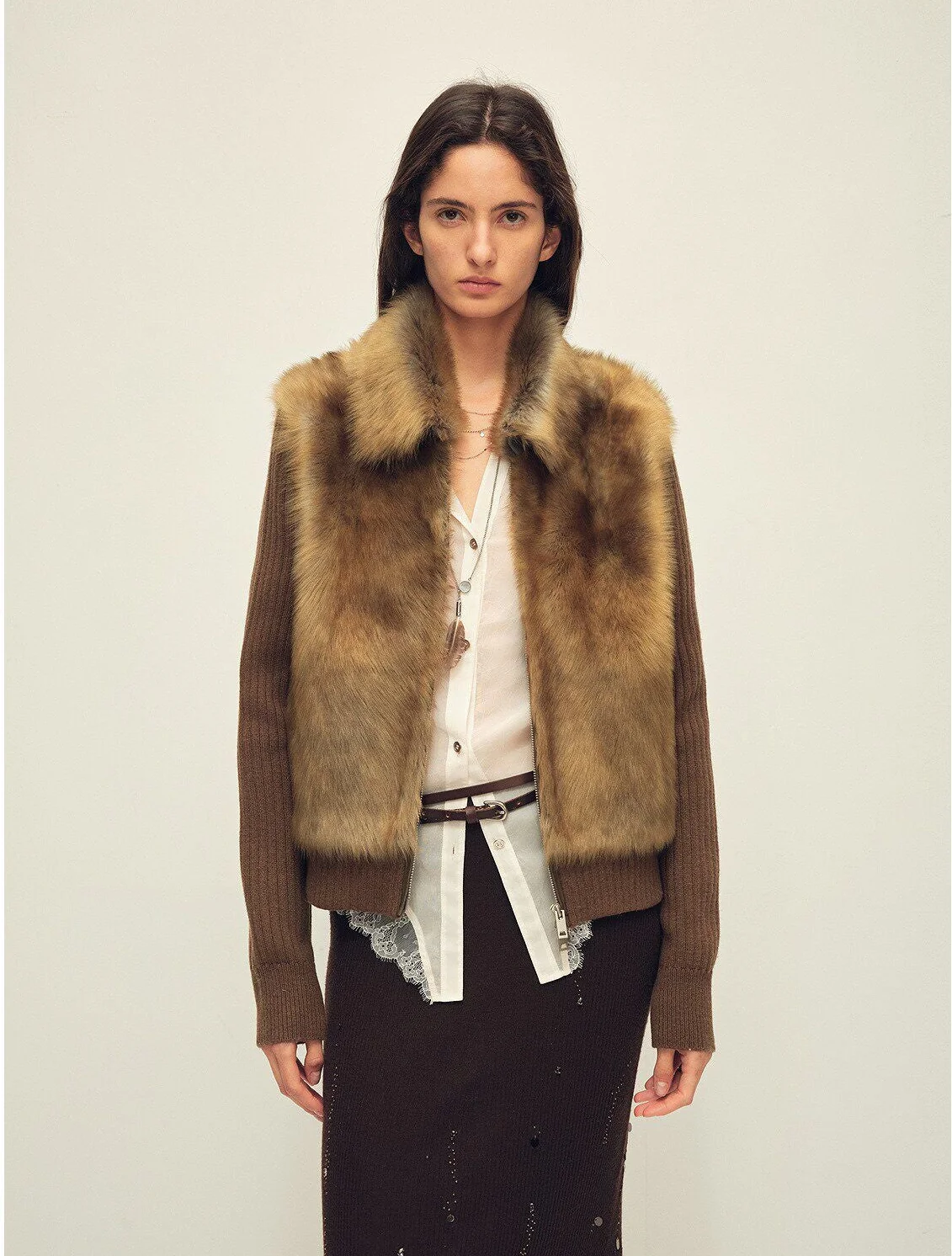 Convertible Fur Zip Jacket - Image 9