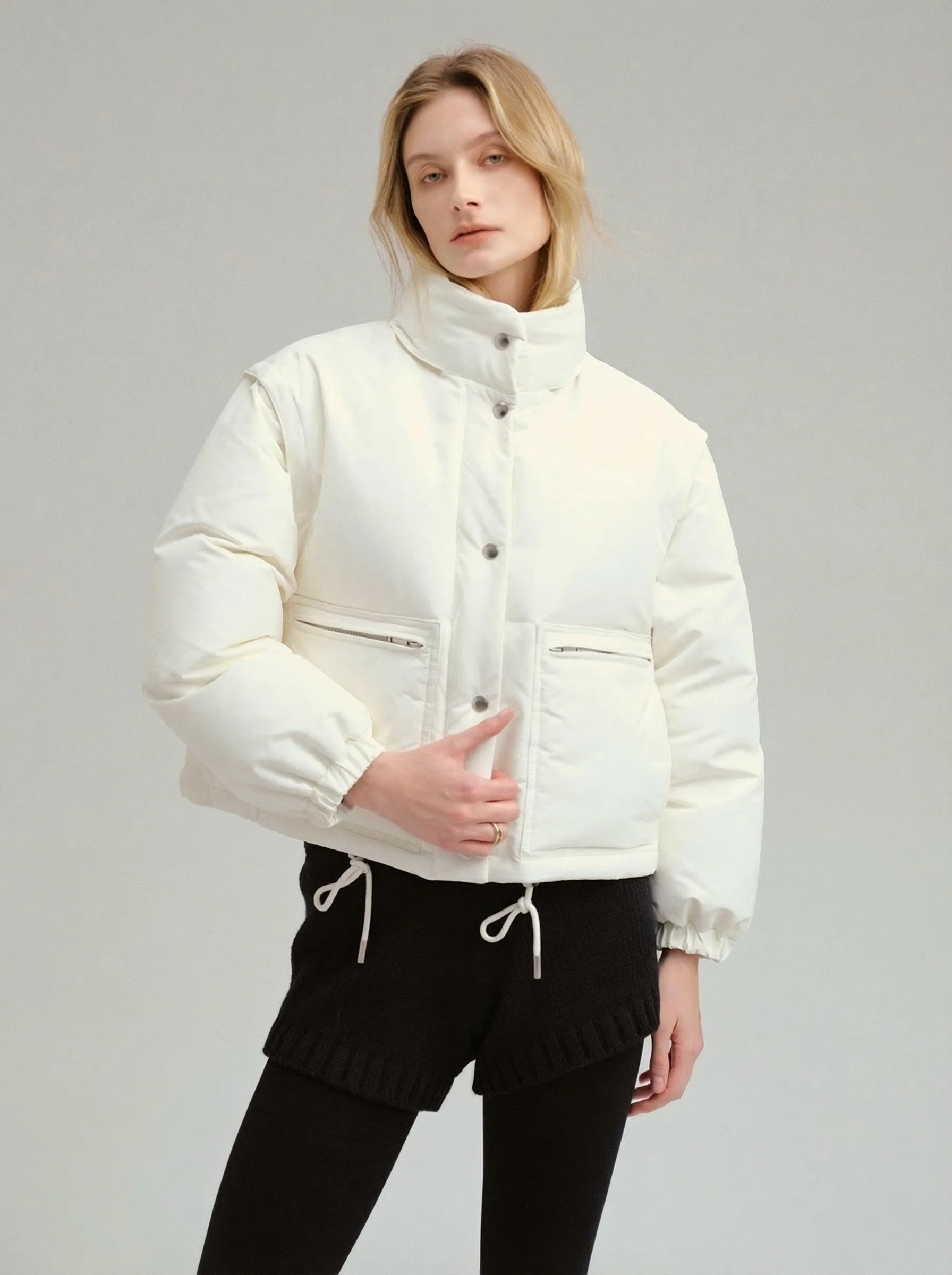Convertible Hooded Down Jacket