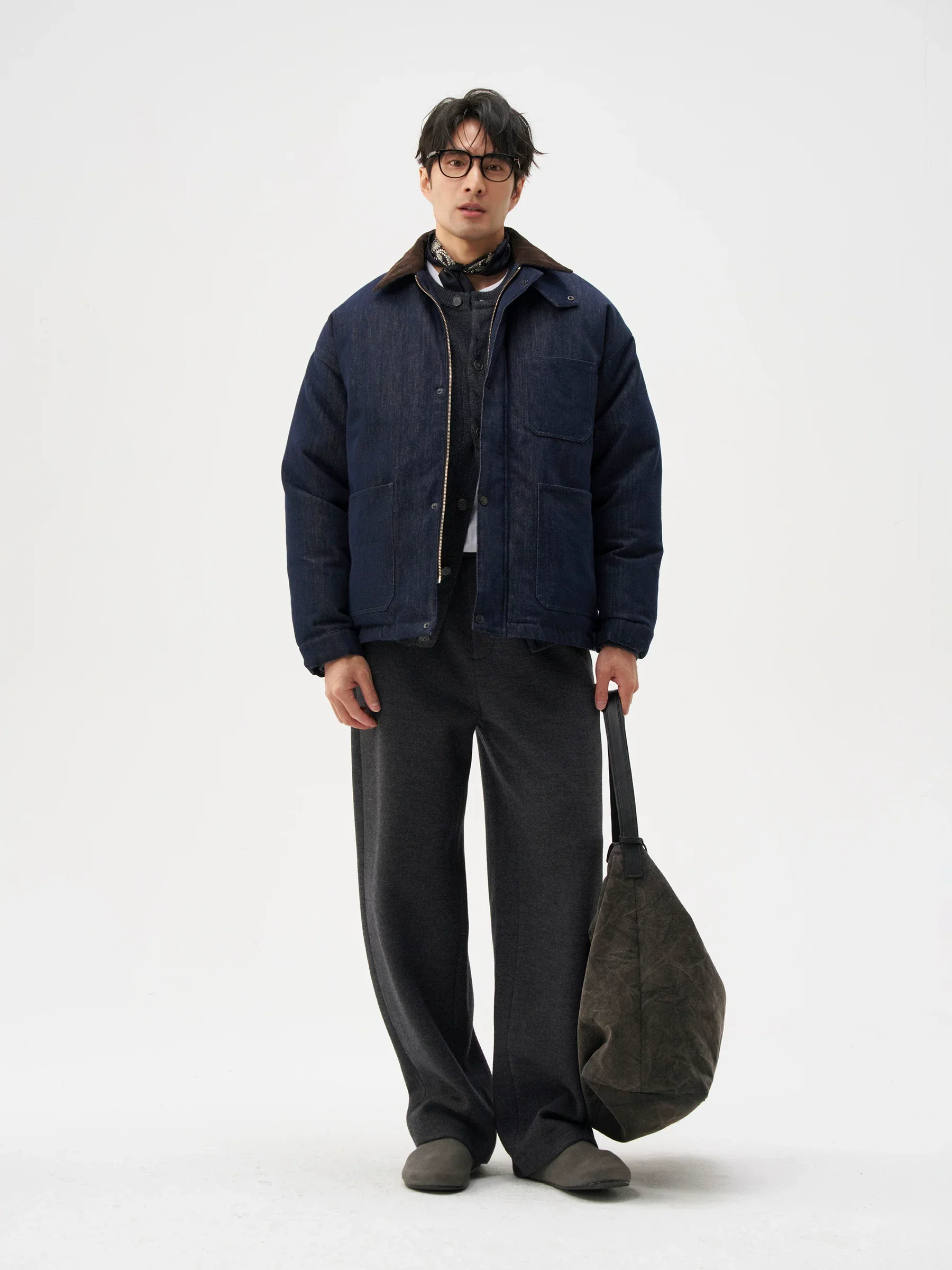 Corduroy Collar Down Jacket - Image 3