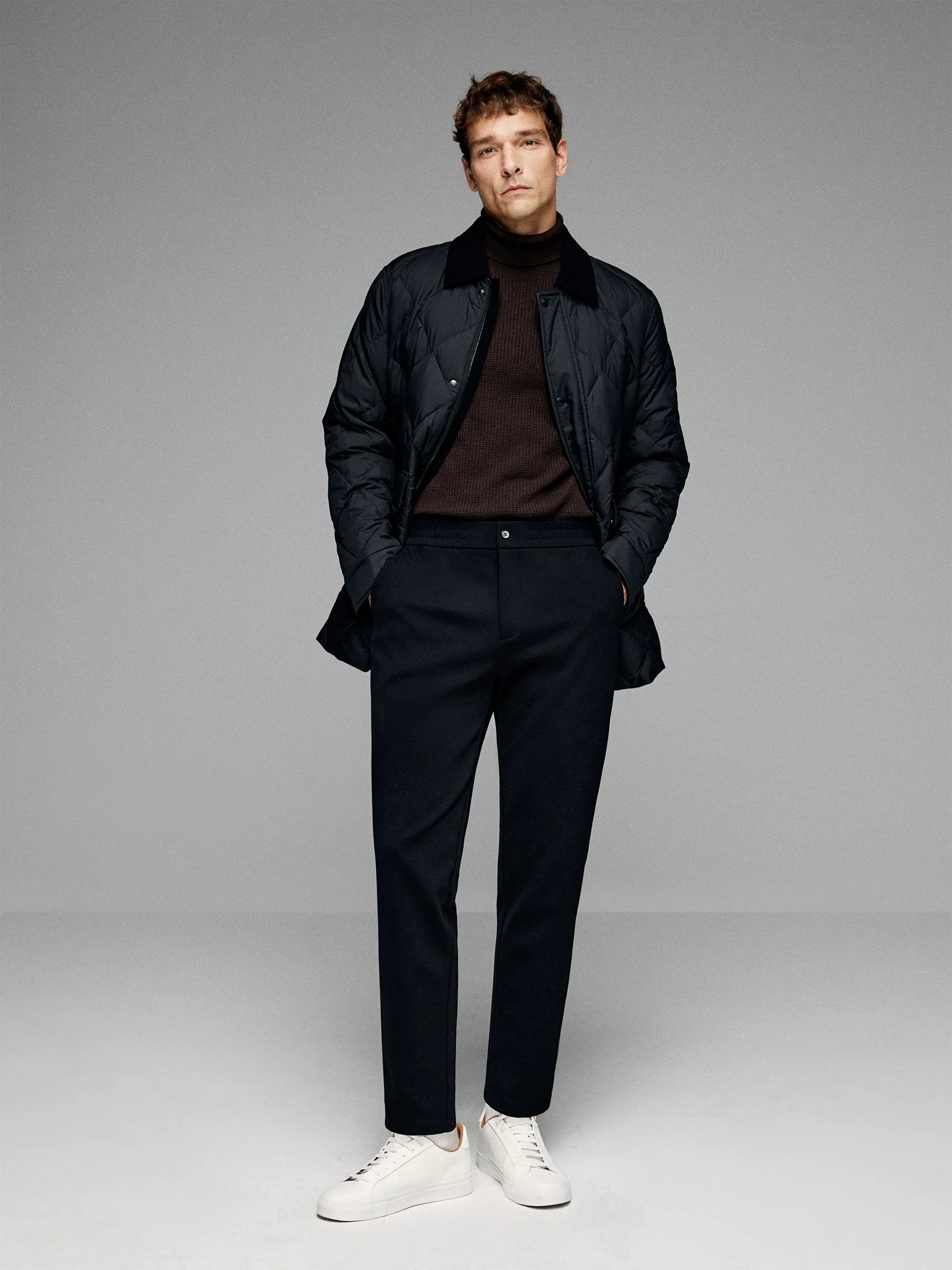 Corduroy Collar Quilted Down Jacket - Image 3