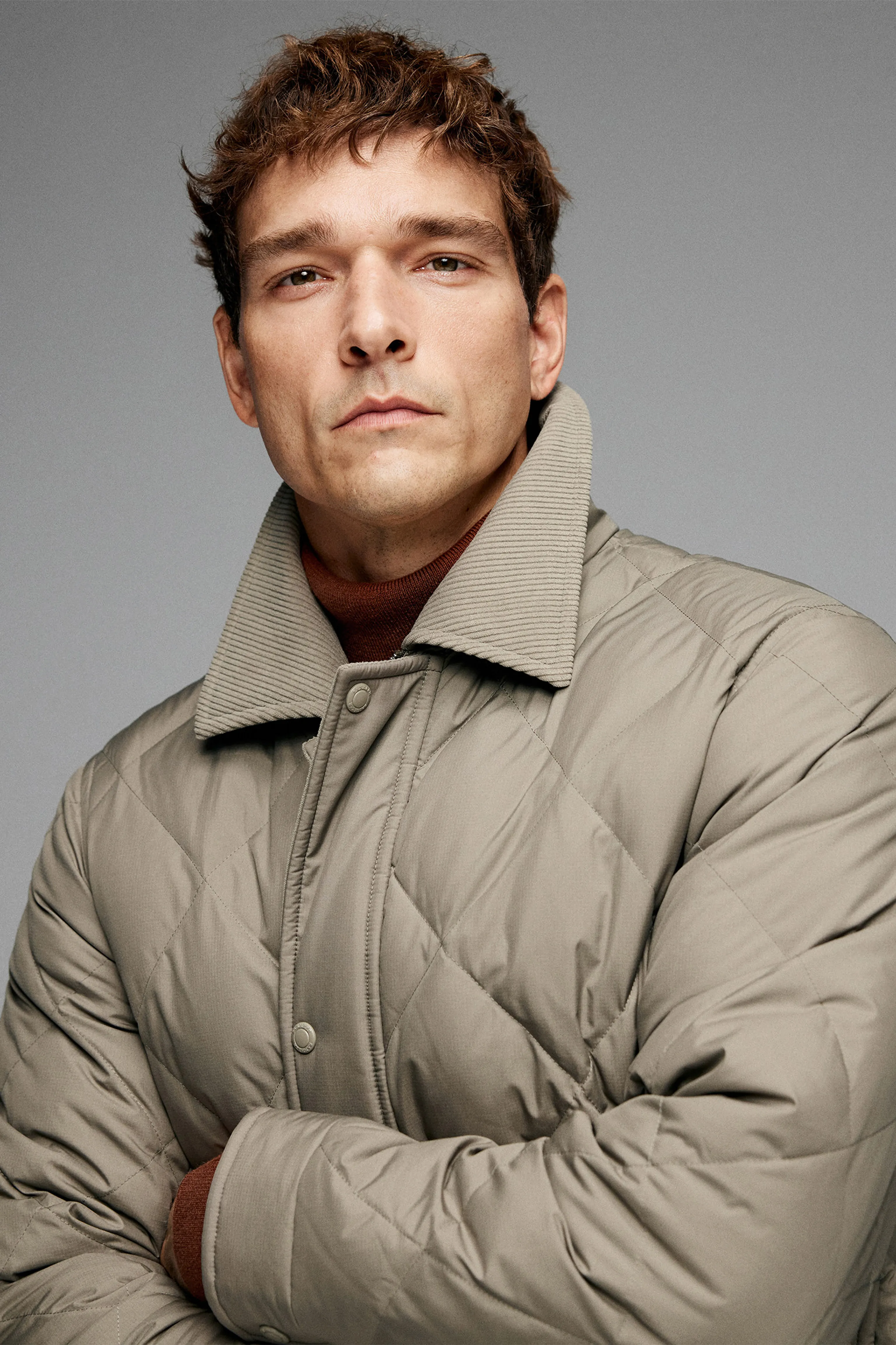 Corduroy Collar Quilted Down Jacket - Image 4