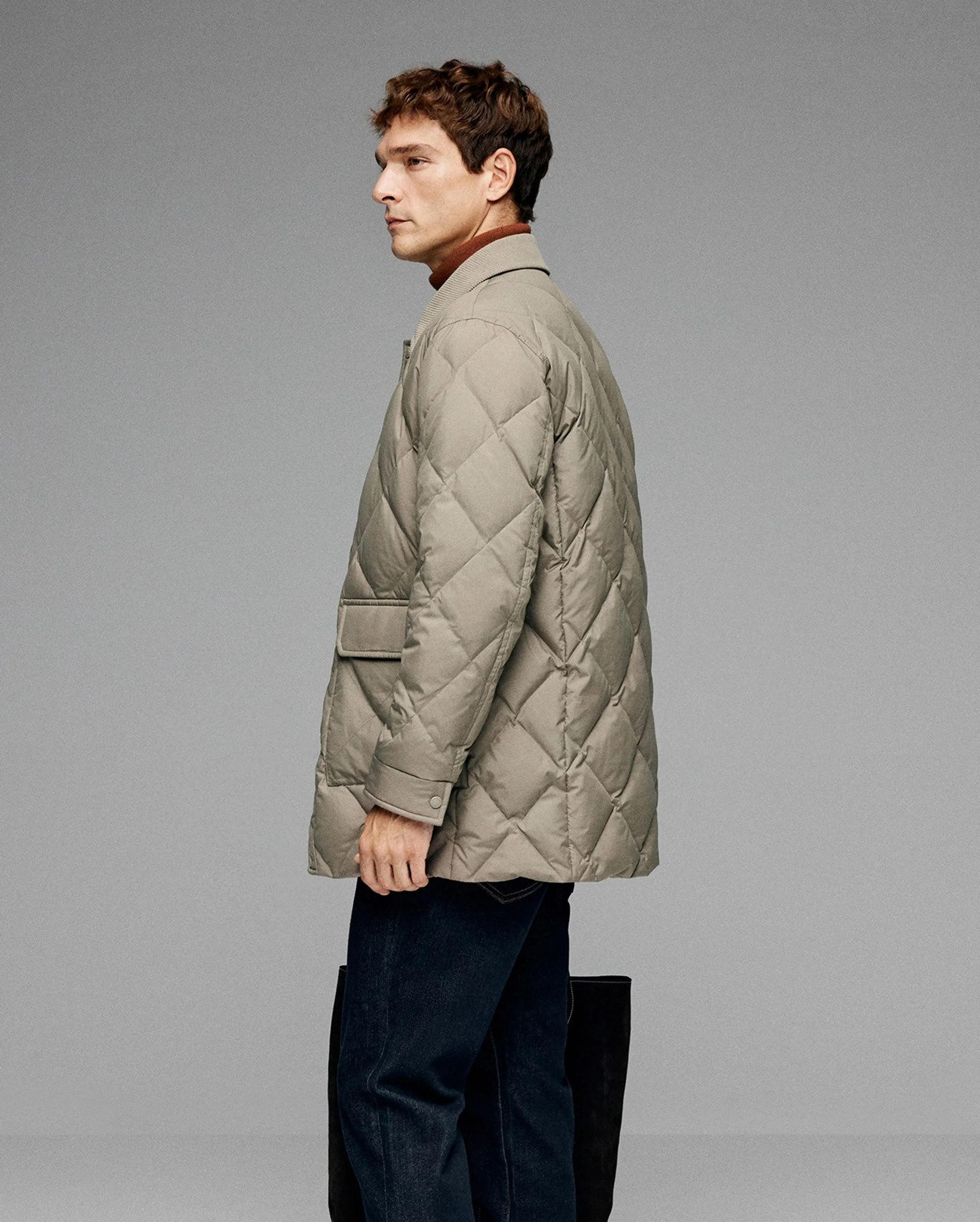 Corduroy Collar Quilted Down Jacket - Image 5