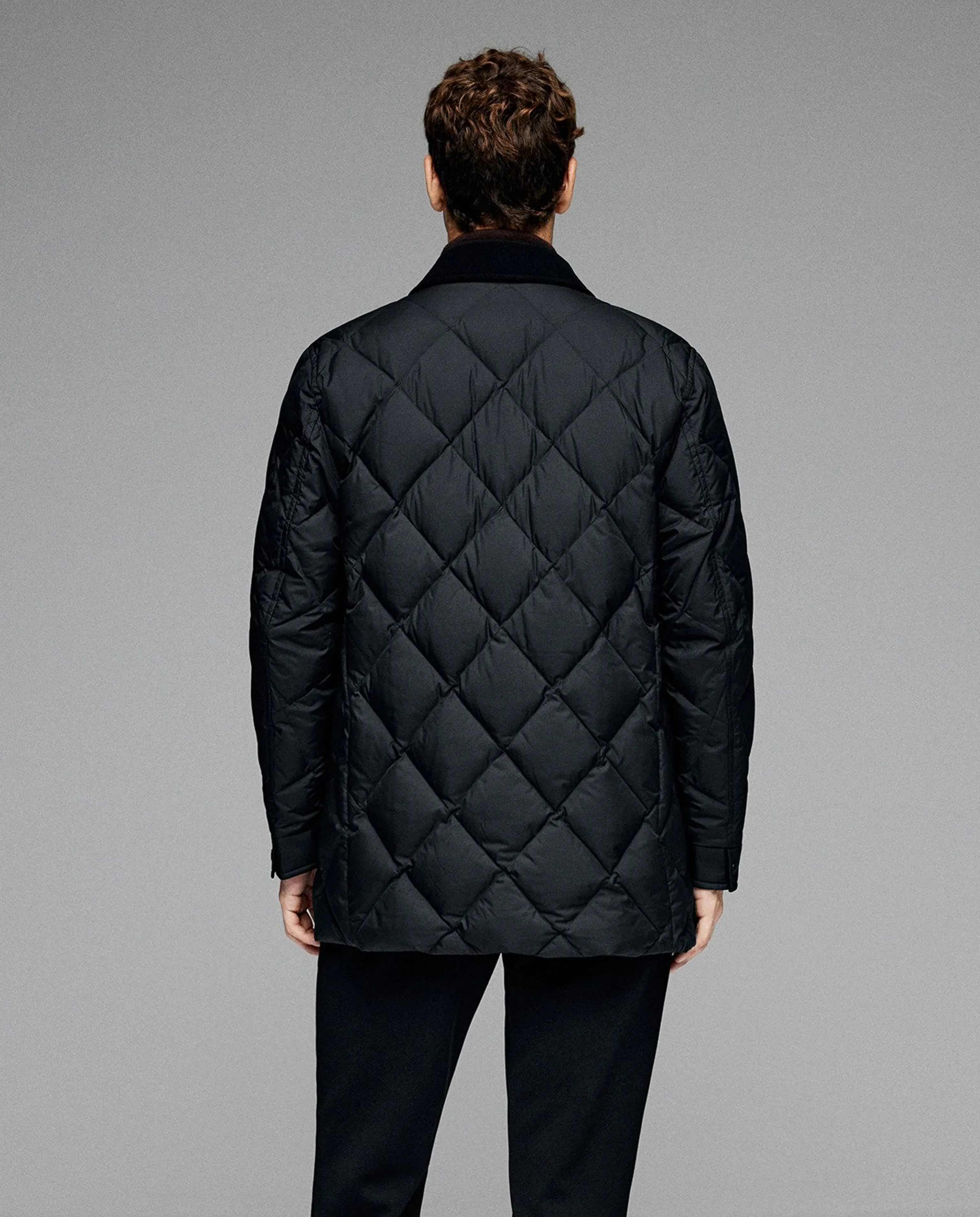 Corduroy Collar Quilted Down Jacket - Image 6