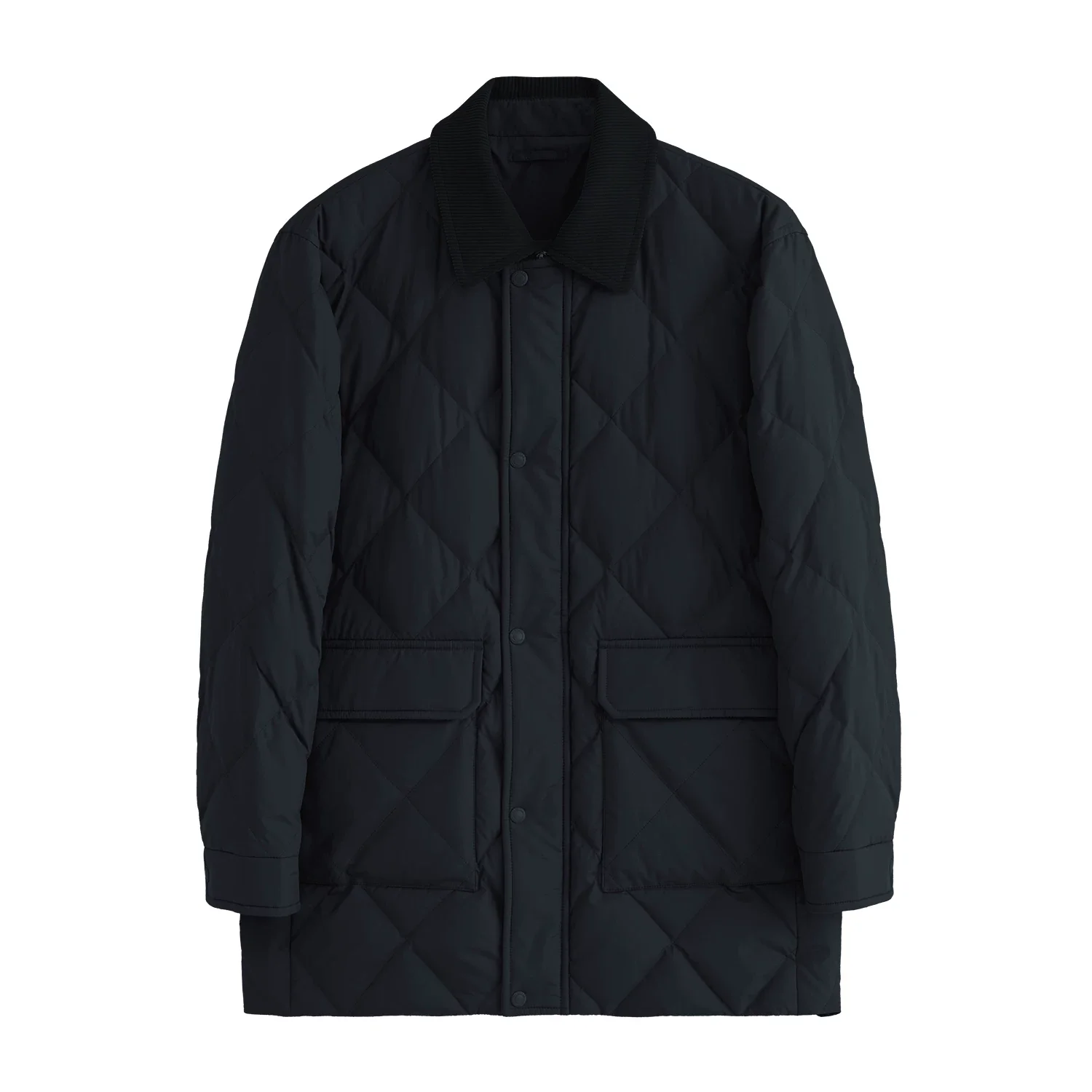 Corduroy Collar Quilted Down Jacket - Image 8