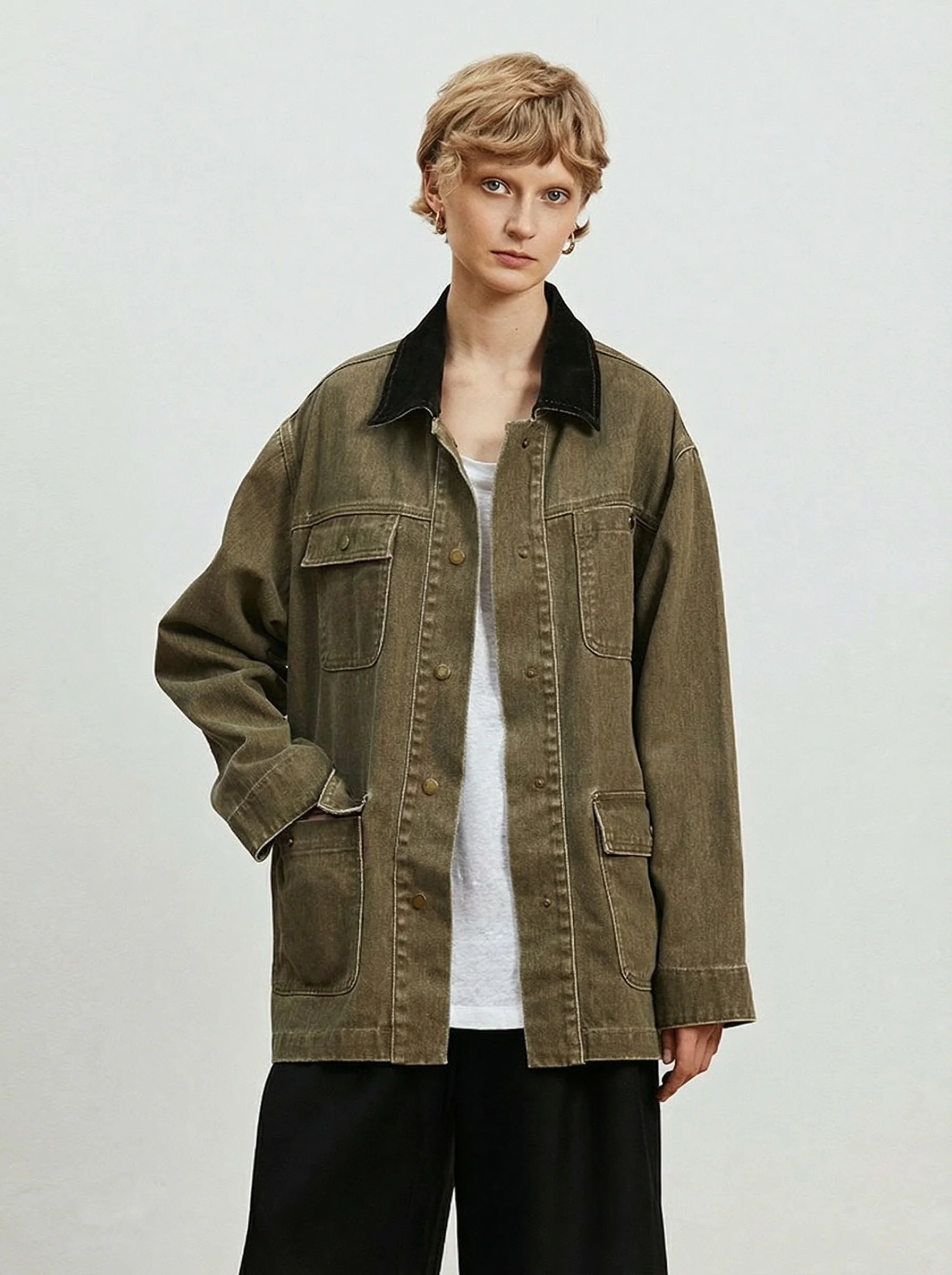 Corduroy Collar Work Jacket - Image 4