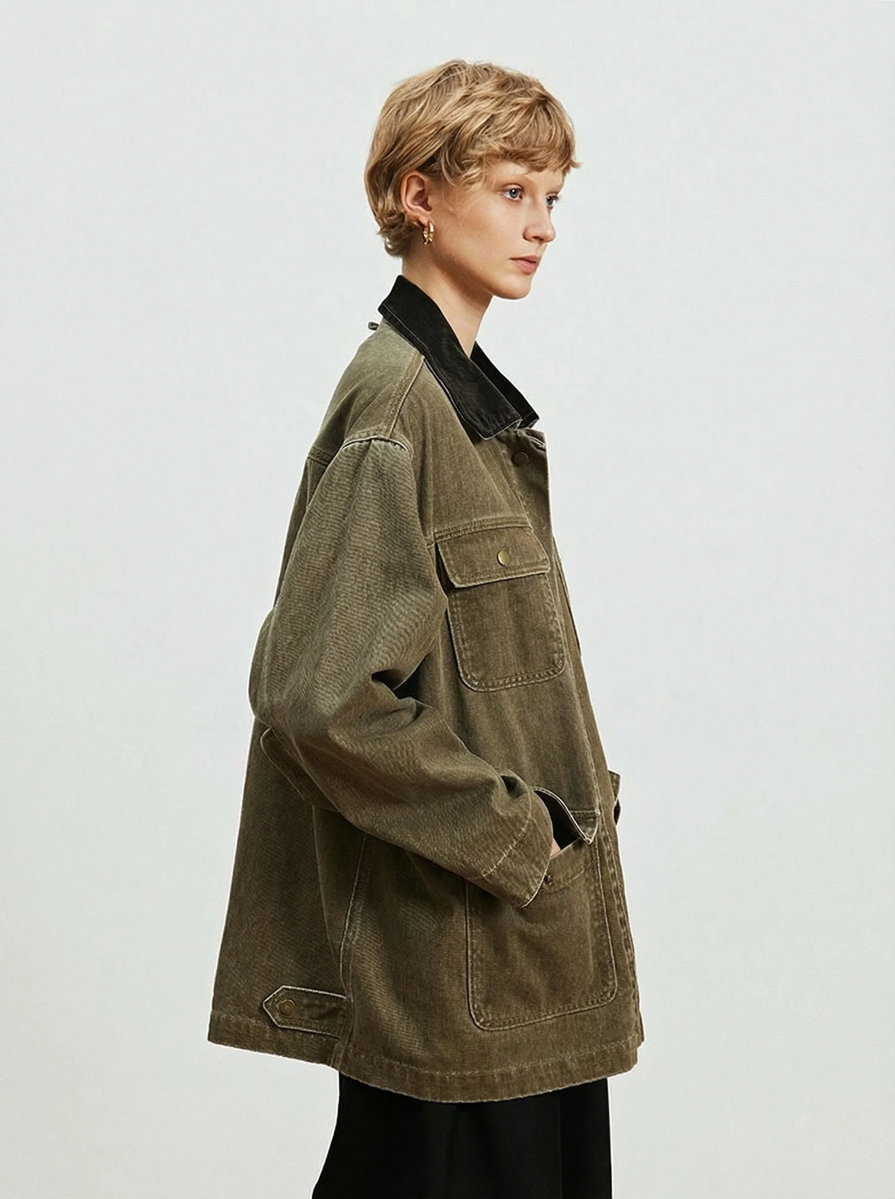 Corduroy Collar Work Jacket - Image 5