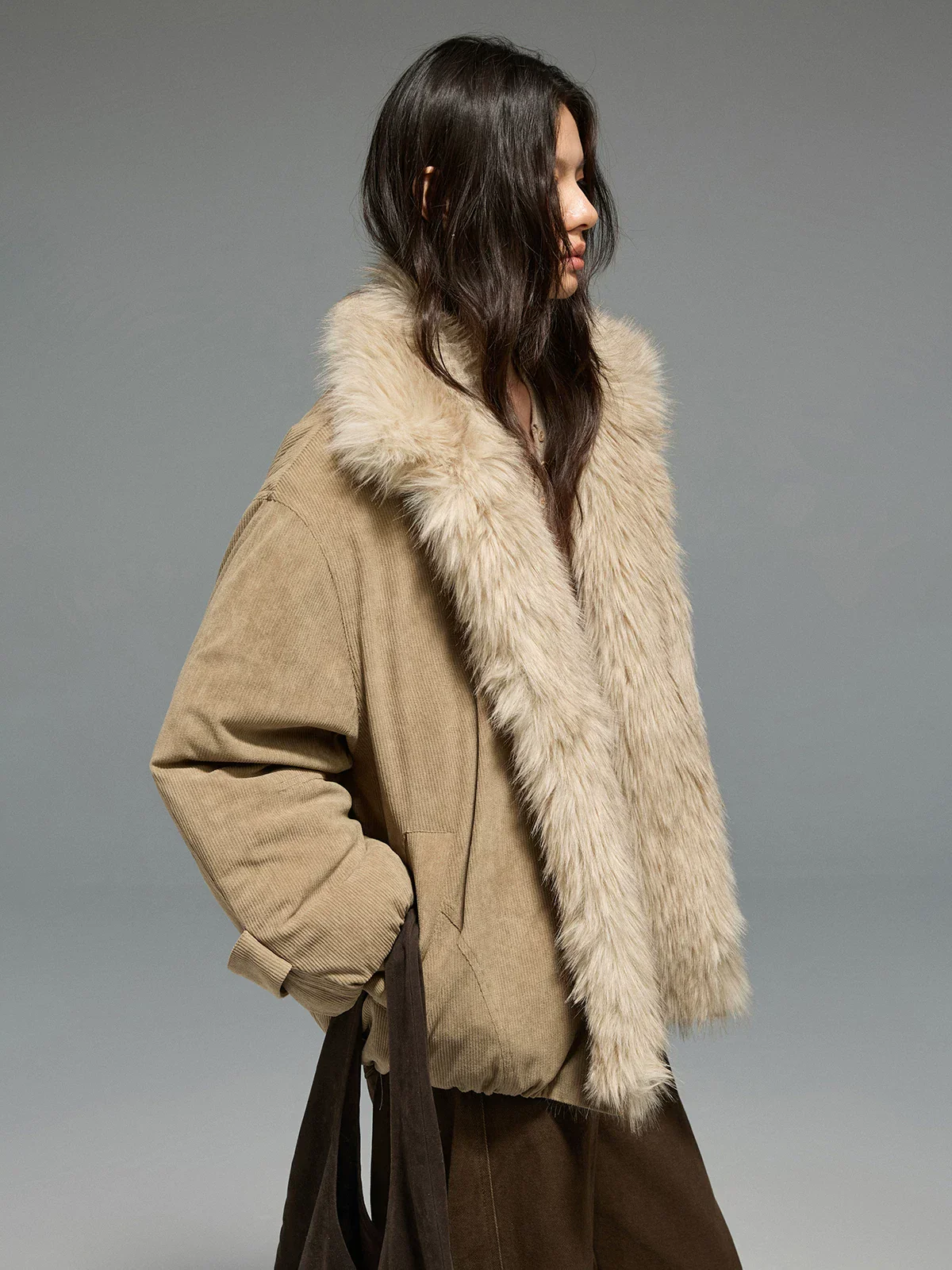 Corduroy Fur-Trim Jacket - Image 3