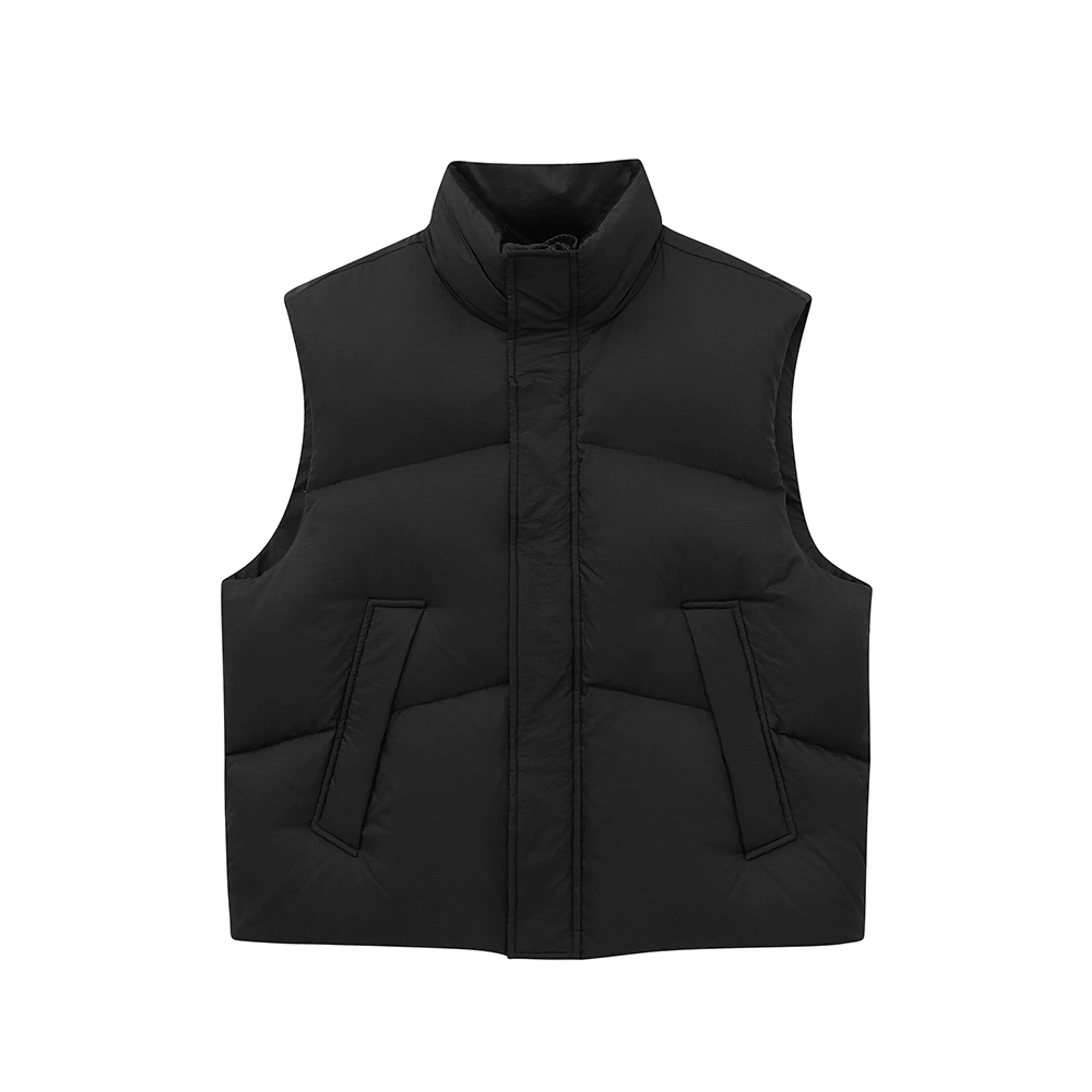 Corduroy-Trim High-Neck Down Vest - Image 8